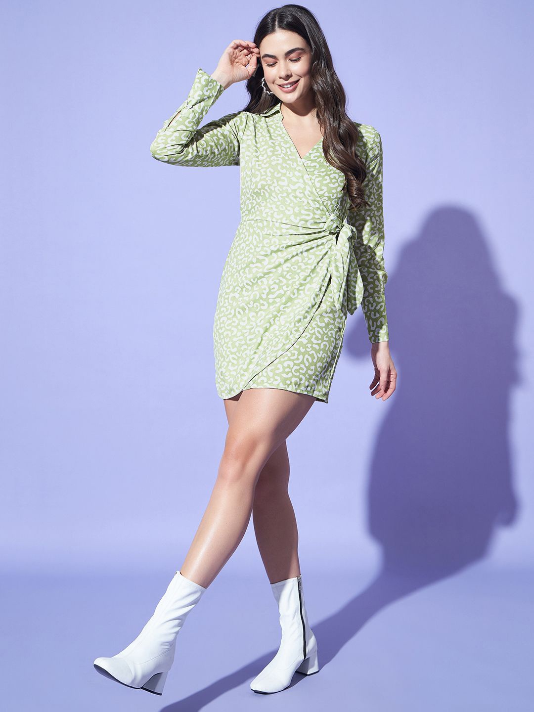 

BAESD Print Crepe Mini Dress, Green