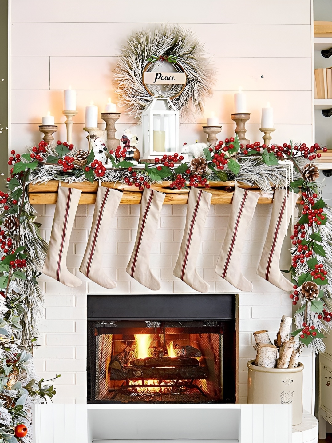 

TIED RIBBONS Green & Red Christmas Berry Garlands For Home Decoration