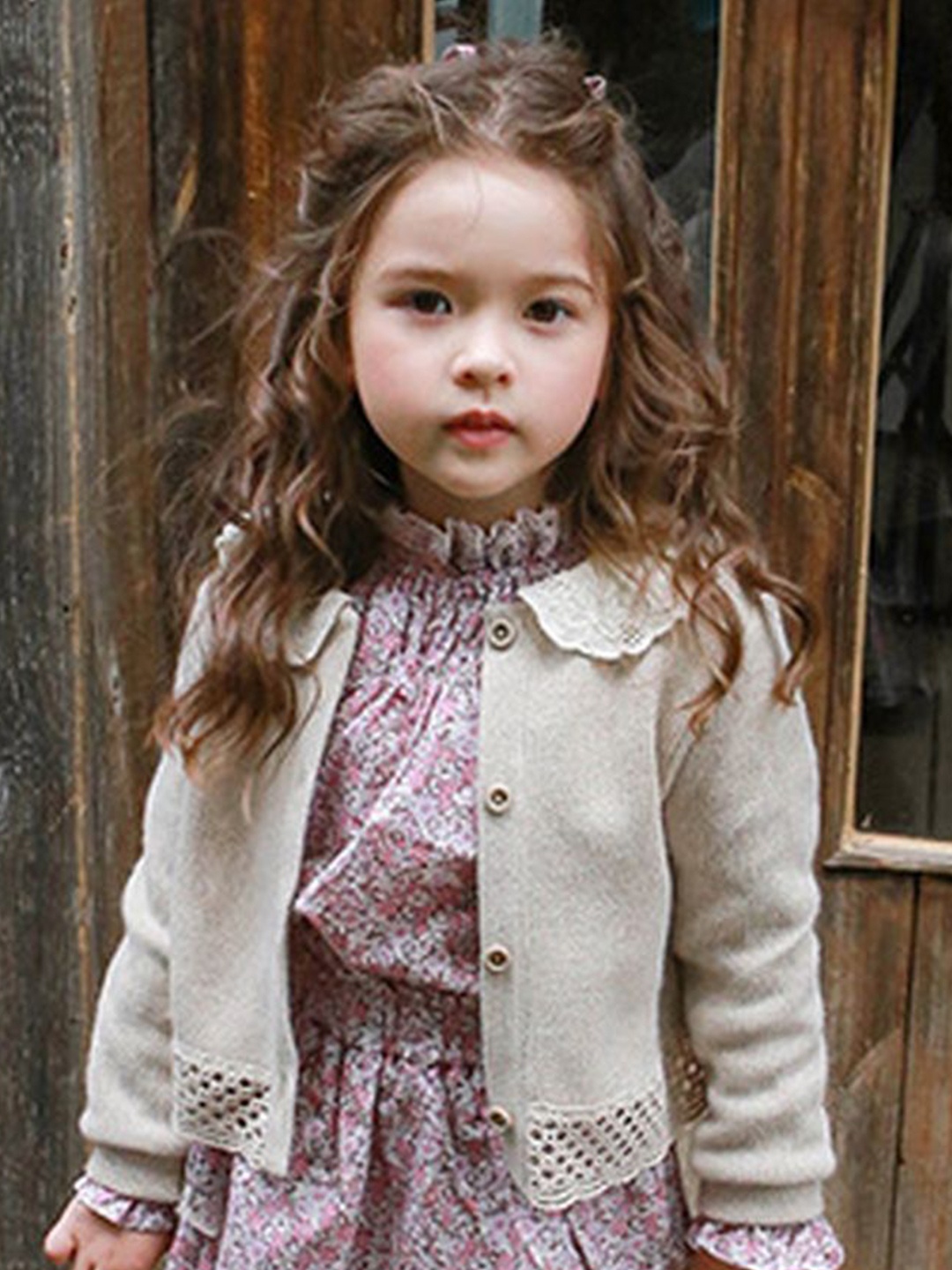 

LULU & SKY Girls Cardigan, Beige