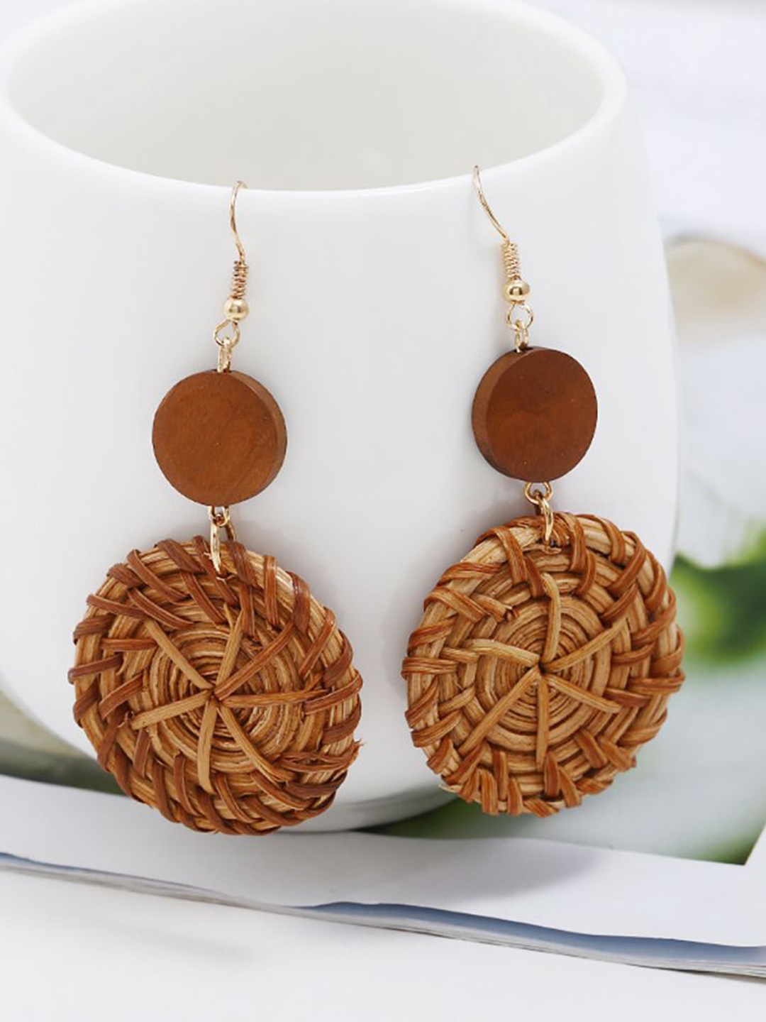

StyleCast x Revolte Geometric Drop Earrings, Brown