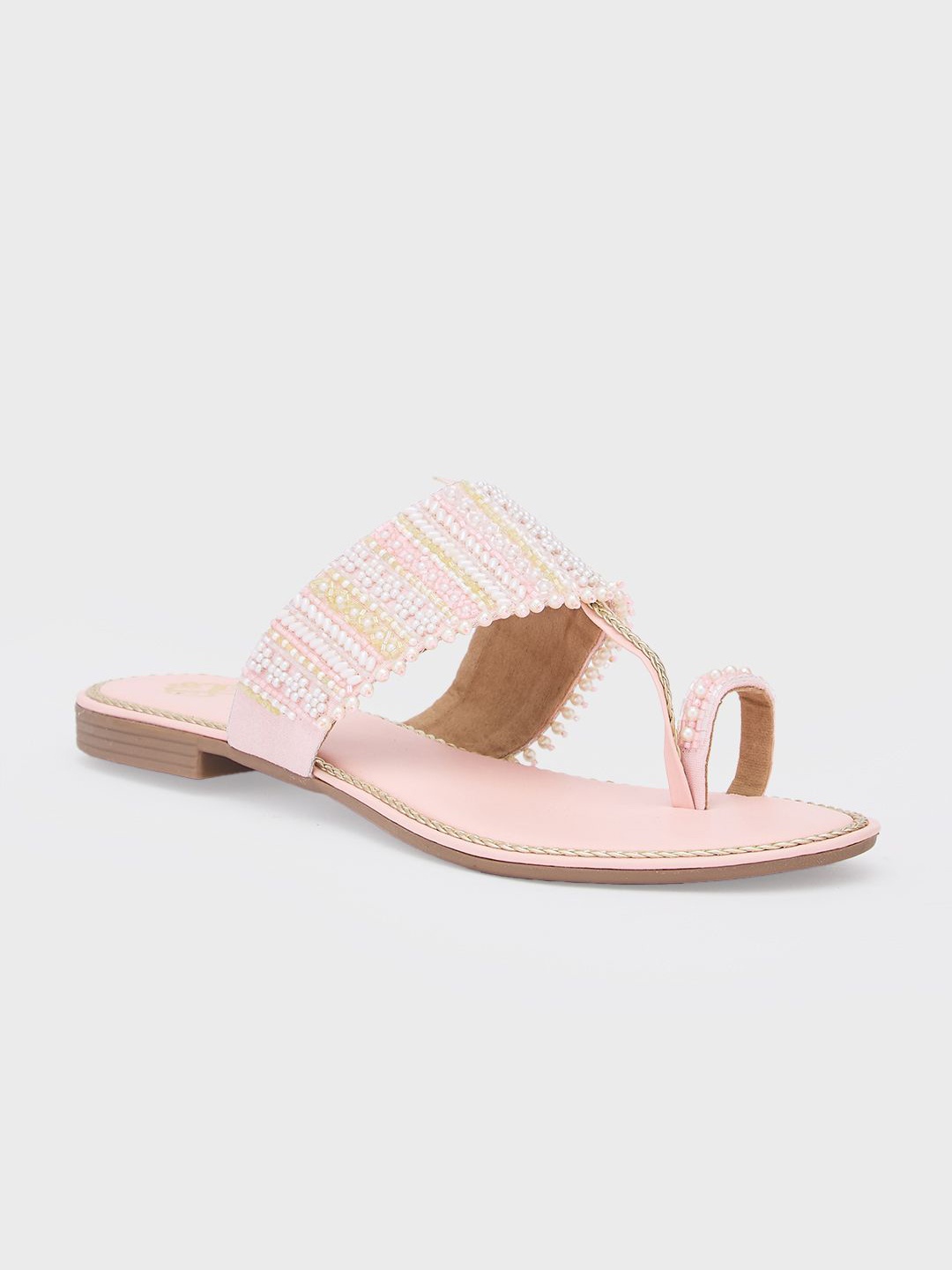 

Sole To Soul Women Striped One Toe Flats with Buckles, Pink