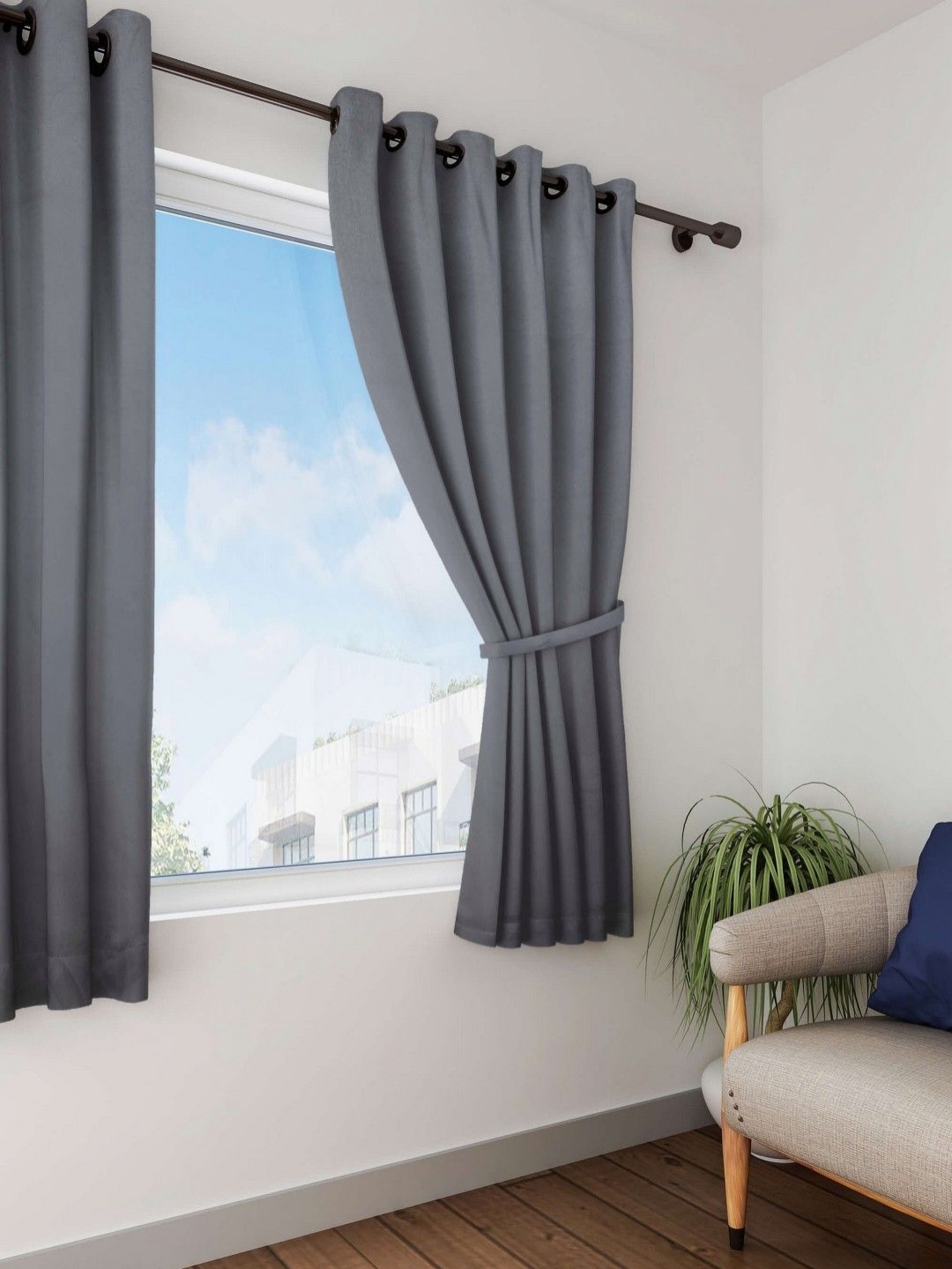 

Lushomes Grey Window Curtain