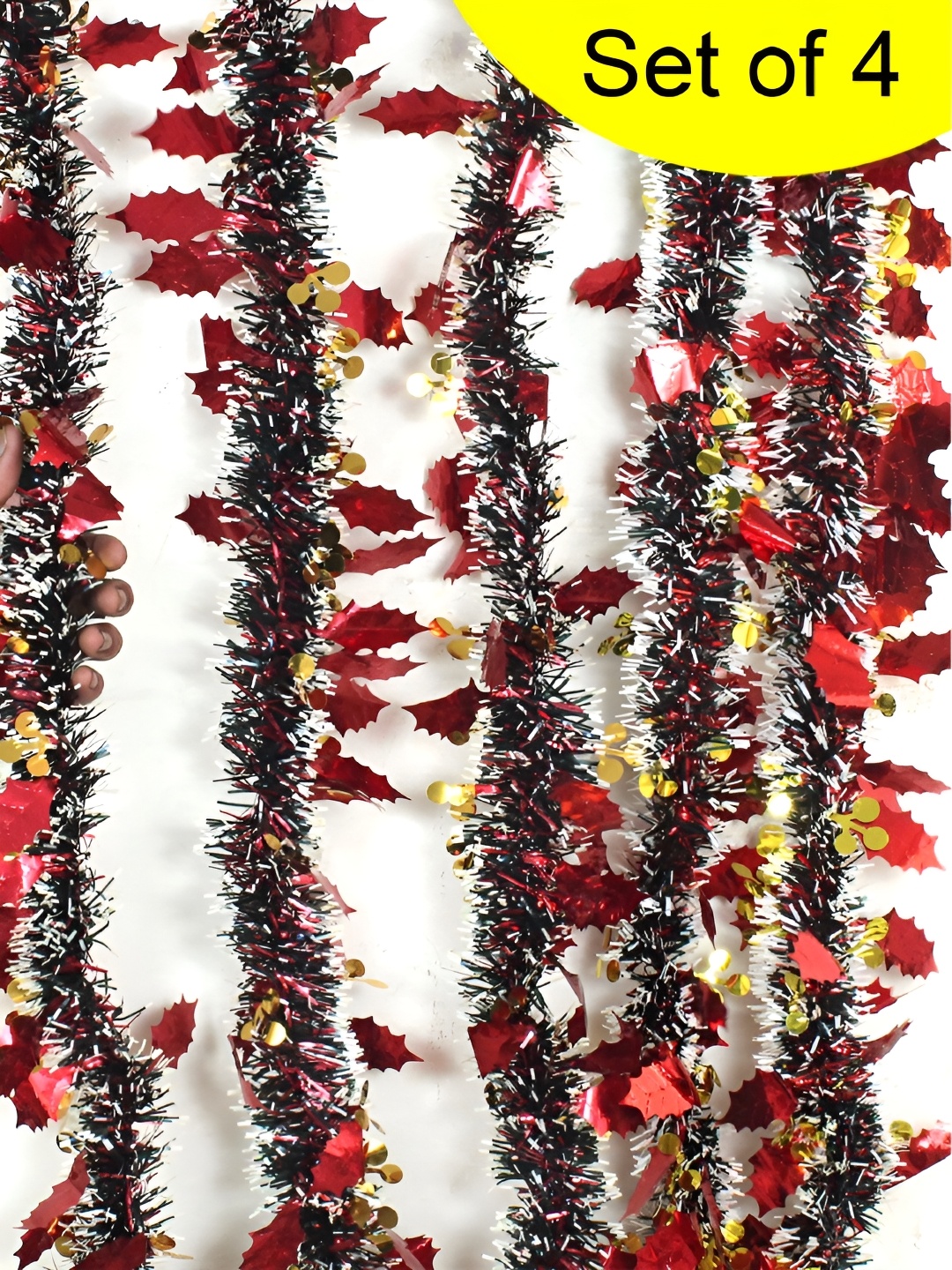

TIED RIBBONS 4Pcs Red Christmas Garlands Festive Decor