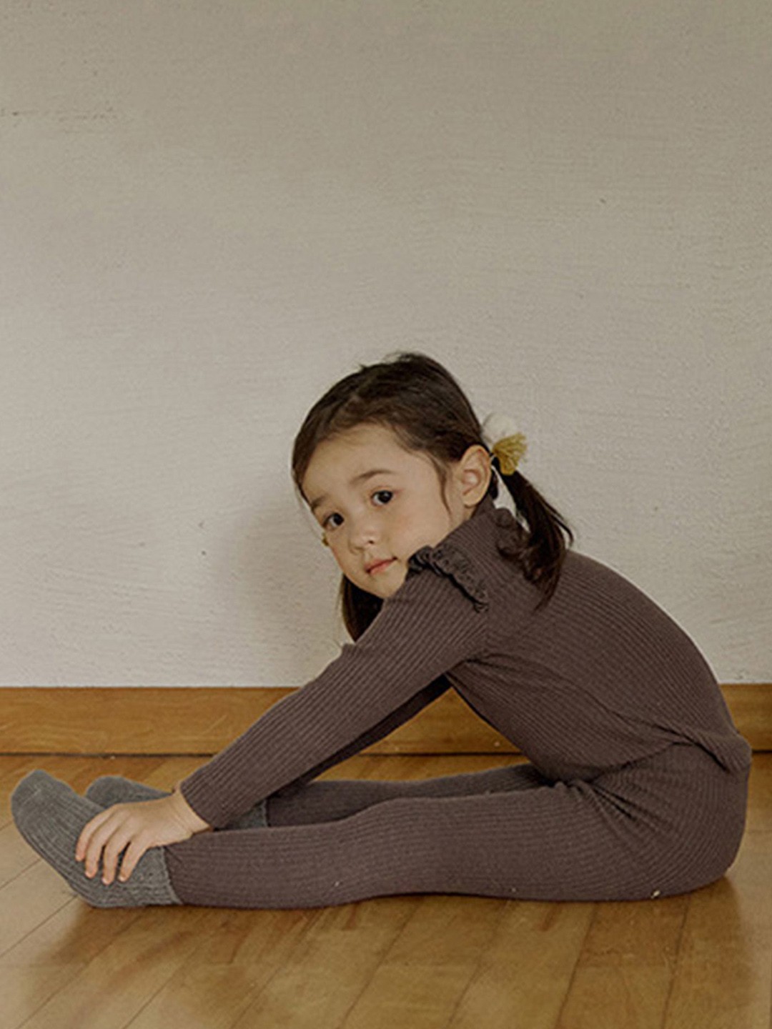 

LULU & SKY Girls Knitted Mid Rise Ankle Length Leggings, Brown