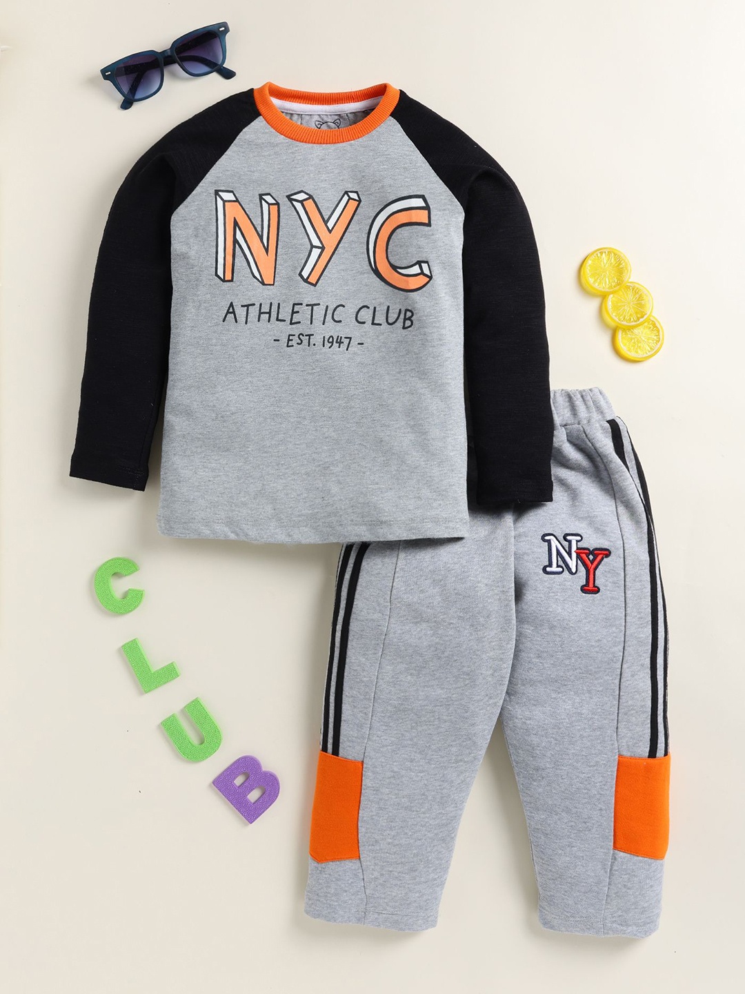 

YK Boys Printed Cotton Long Sleeve Tracksuit, Grey