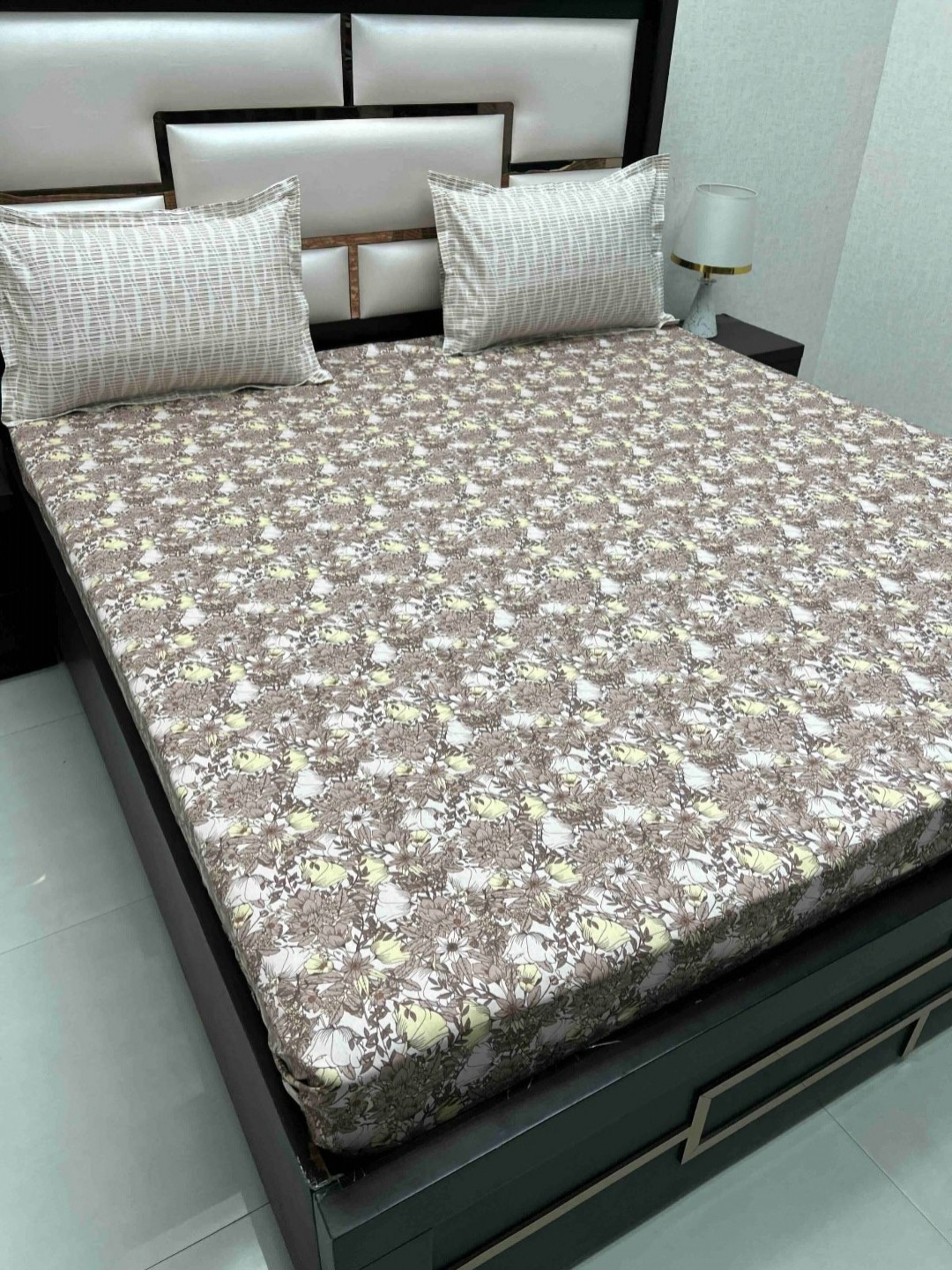 

Pure Decor Cotton King Size Double Bed Bedsheet With 2 Pillow Covers 2.74m X 2.74m, Brown