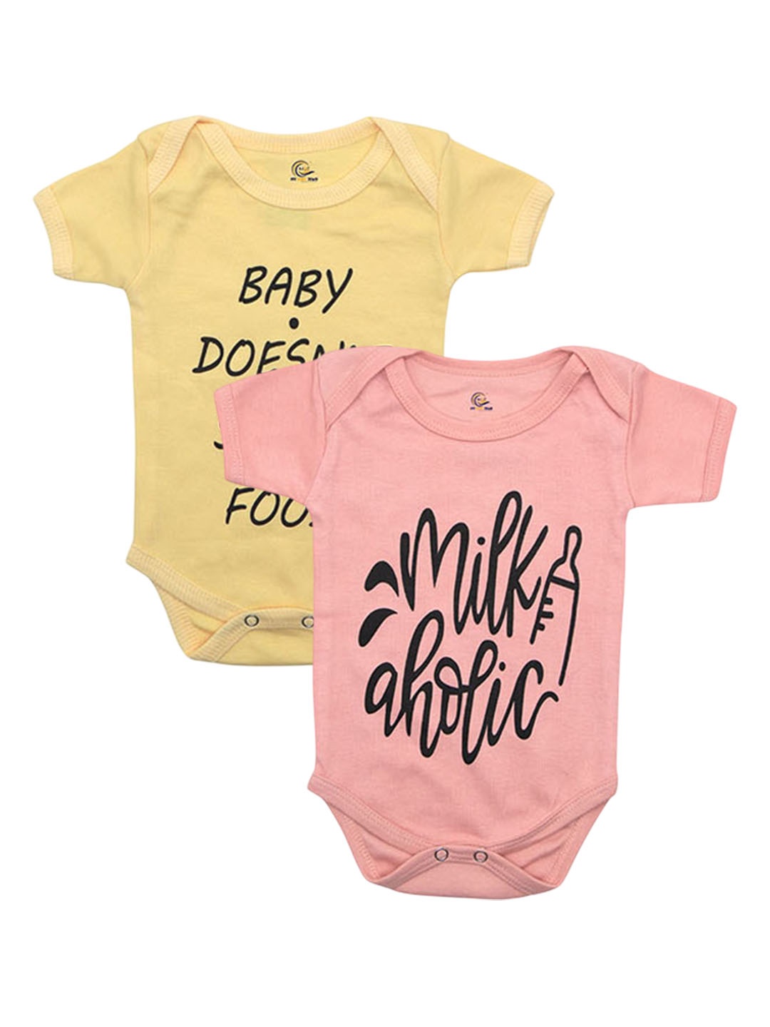 

BAESD Infants Pack Of 2 Printed Pure Cotton Bodysuits, Yellow