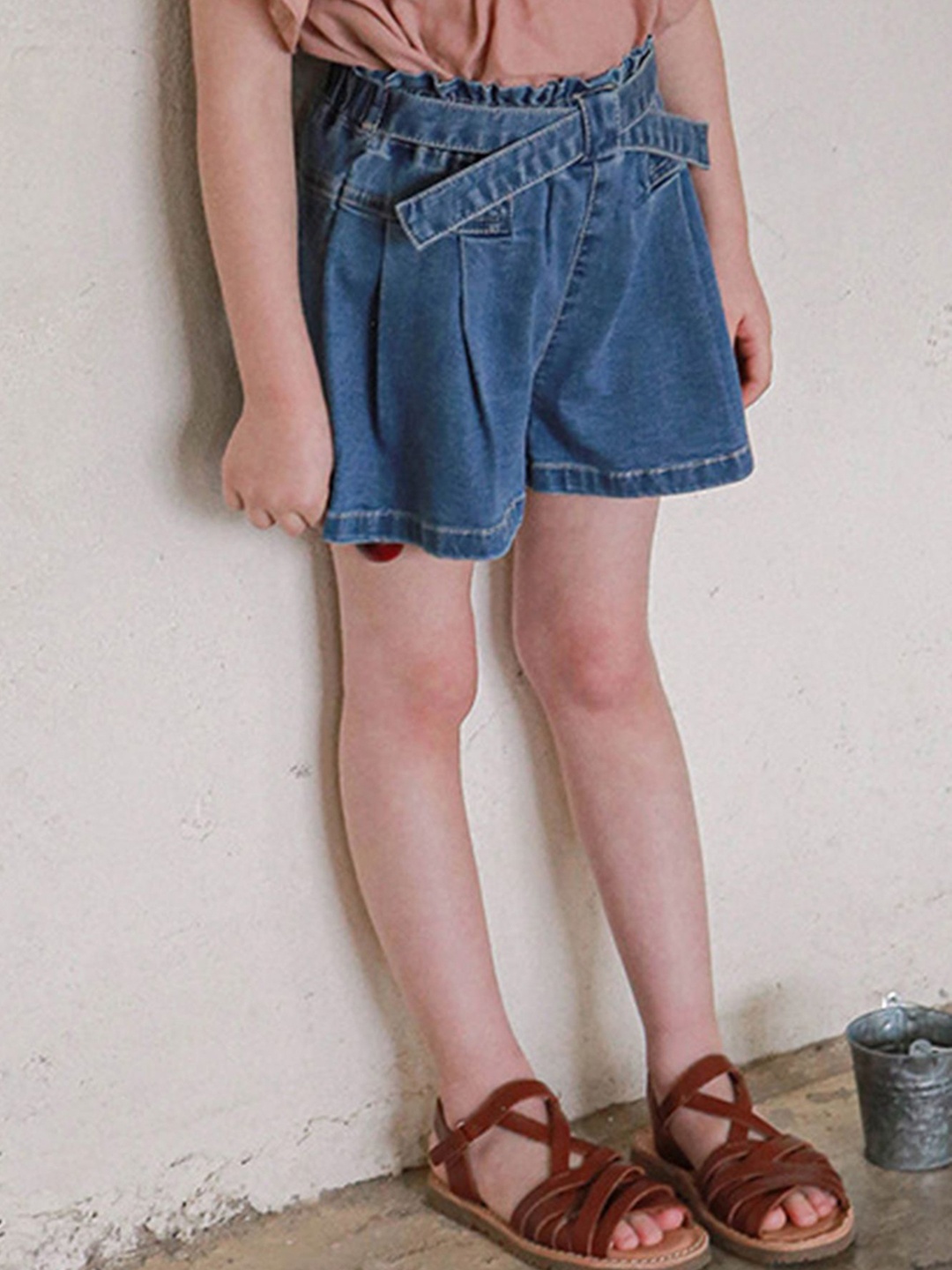 

LULU & SKY Girls Loose Fit High-Rise Denim Shorts, Blue