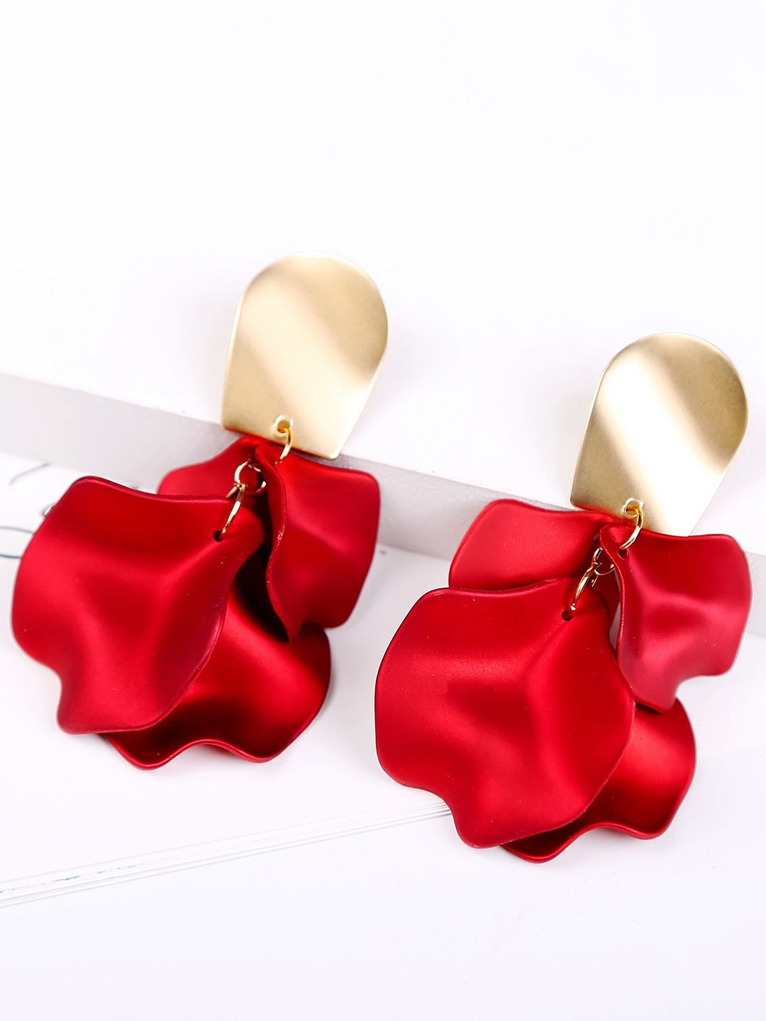 

StyleCast x Revolte Leaf Shaped Drop Earrings, Red