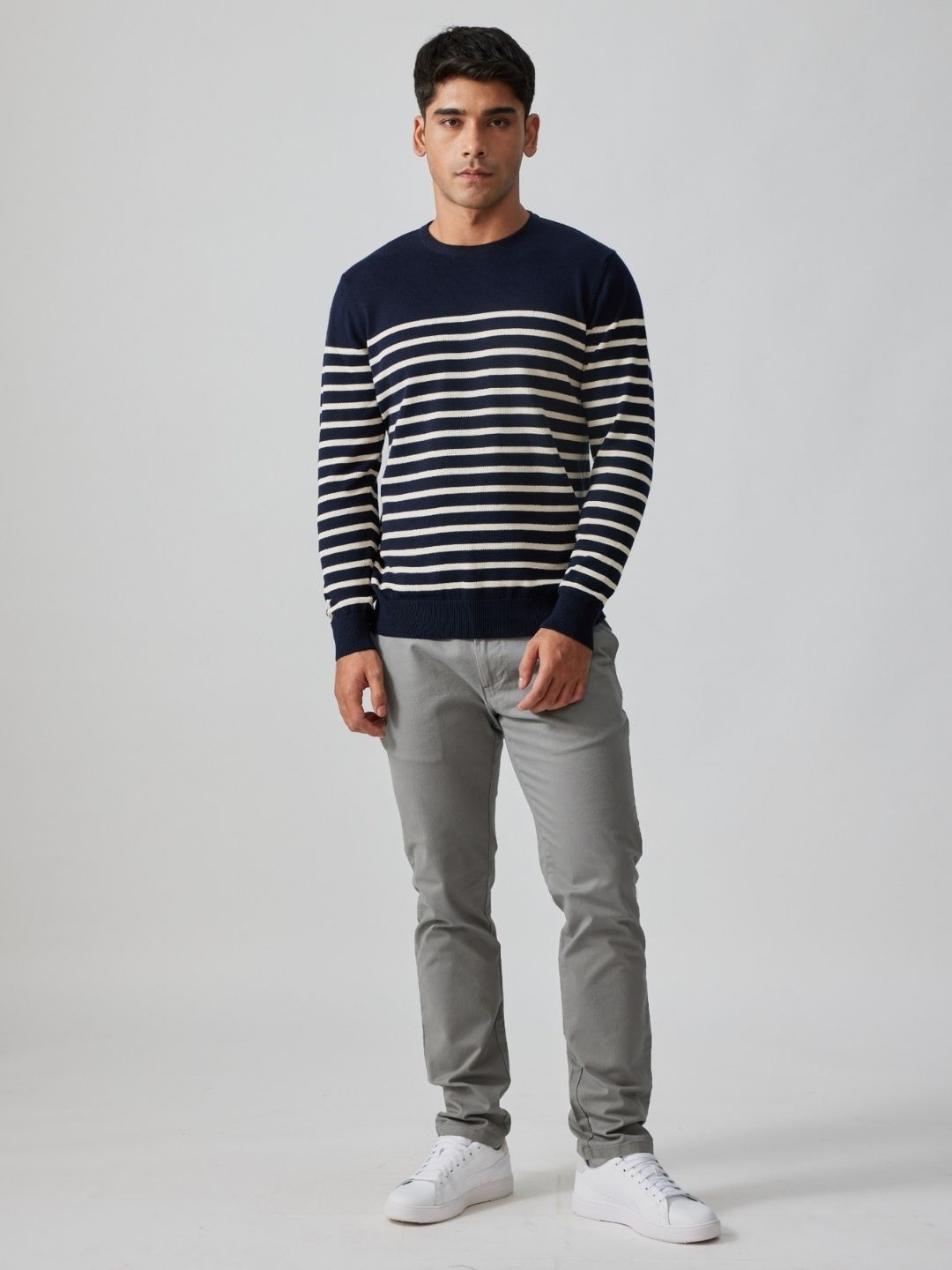 

Creatures of Habit Men Breton Stripe Sweater, Navy blue