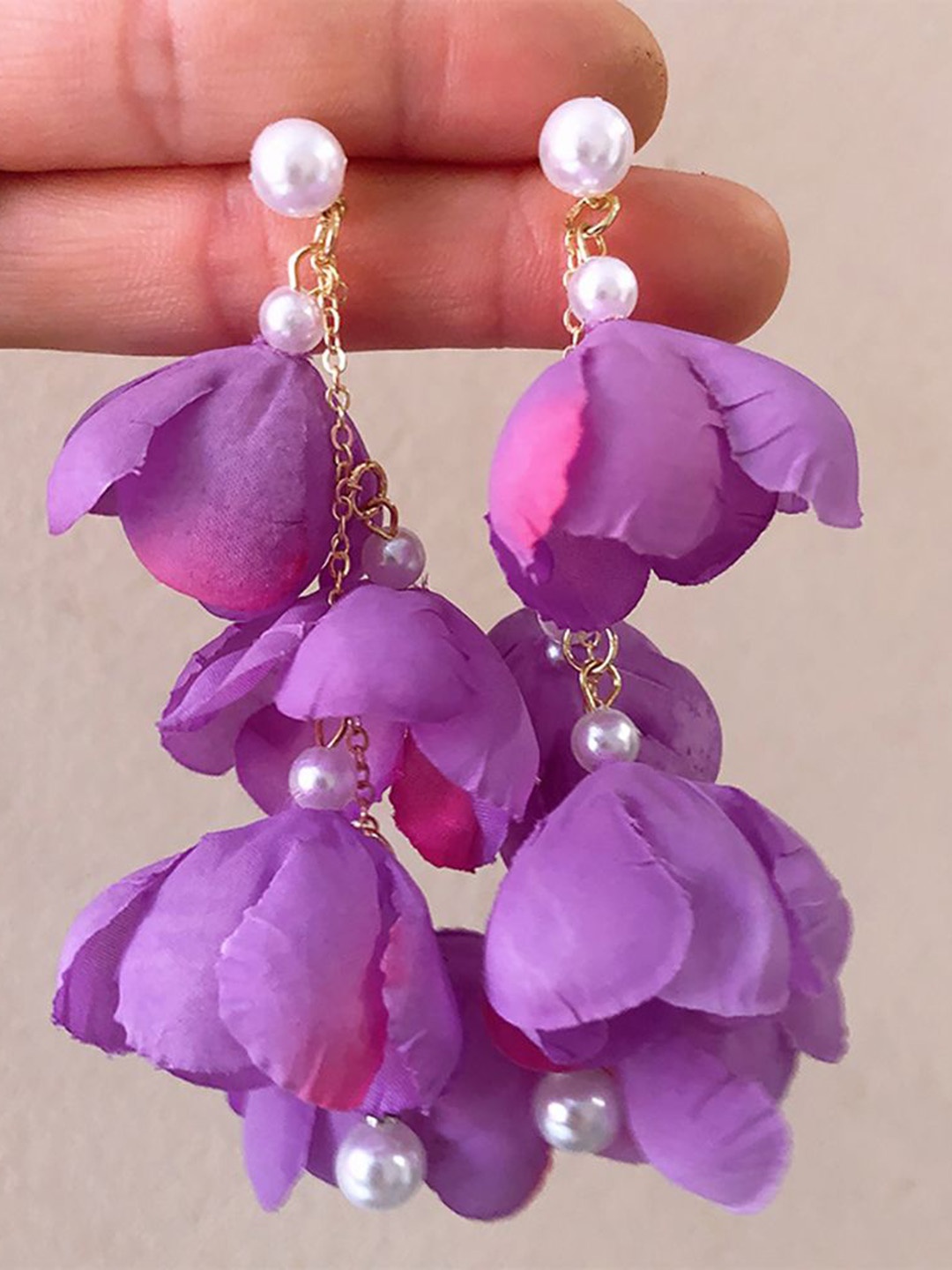 

StyleCast x Revolte Floral Drop Earrings, Purple