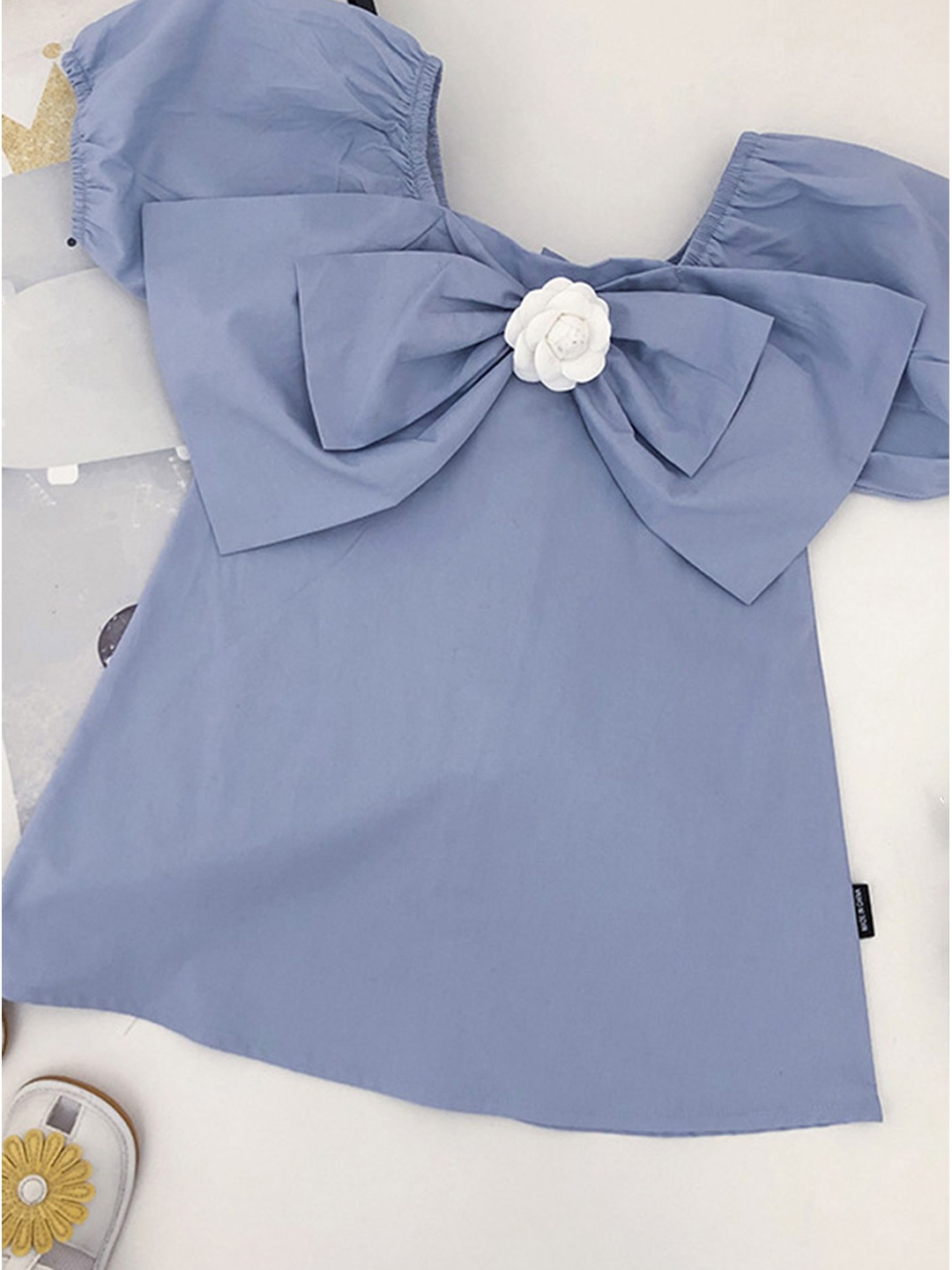 

LULU & SKY Puff Sleeve A-Line Mini Dress, Blue