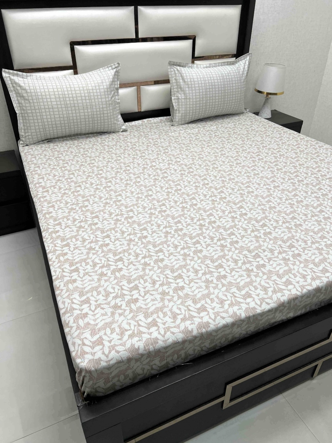 

Pure Decor Cotton King Size Double Bed Bedsheet With 2 Pillow Covers 2.74m X 2.74m, Brown