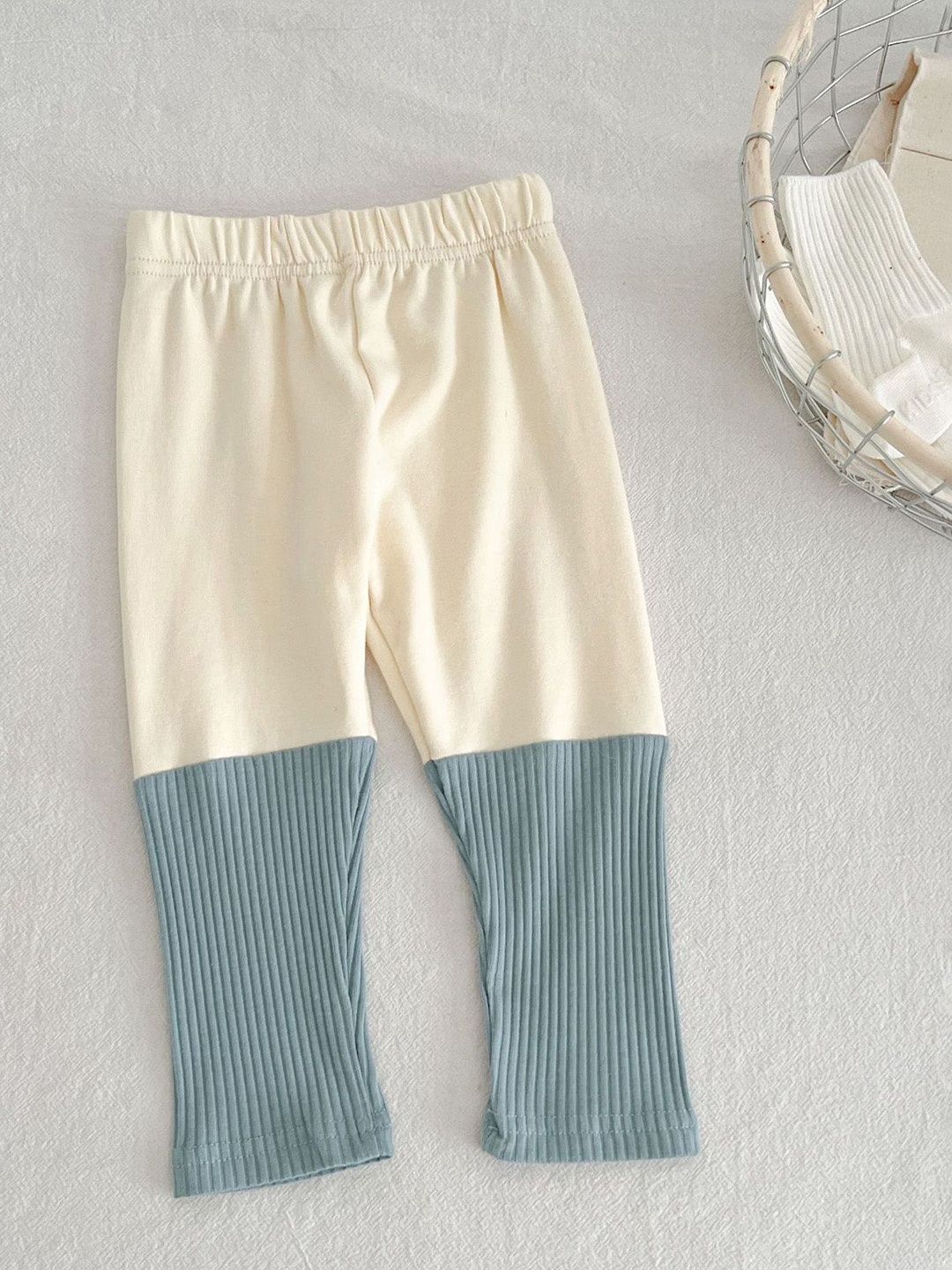 

LULU & SKY Girls Colour-Block Ribbed Knit Leggings, Blue