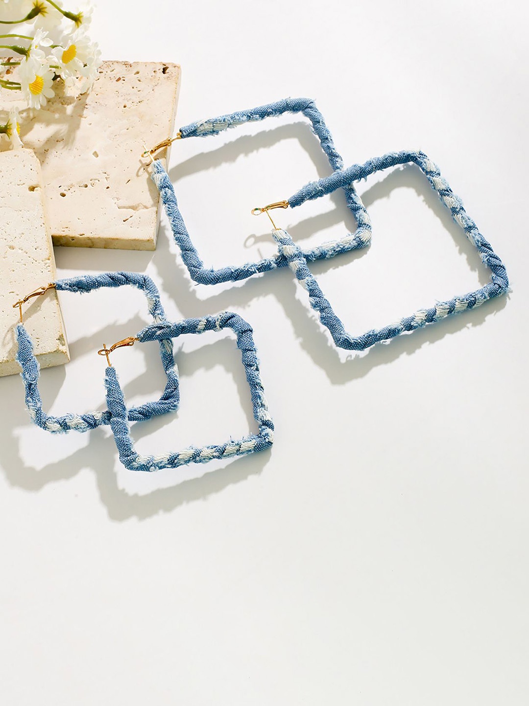 

StyleCast x Revolte Square Half Hoop Earrings, Blue