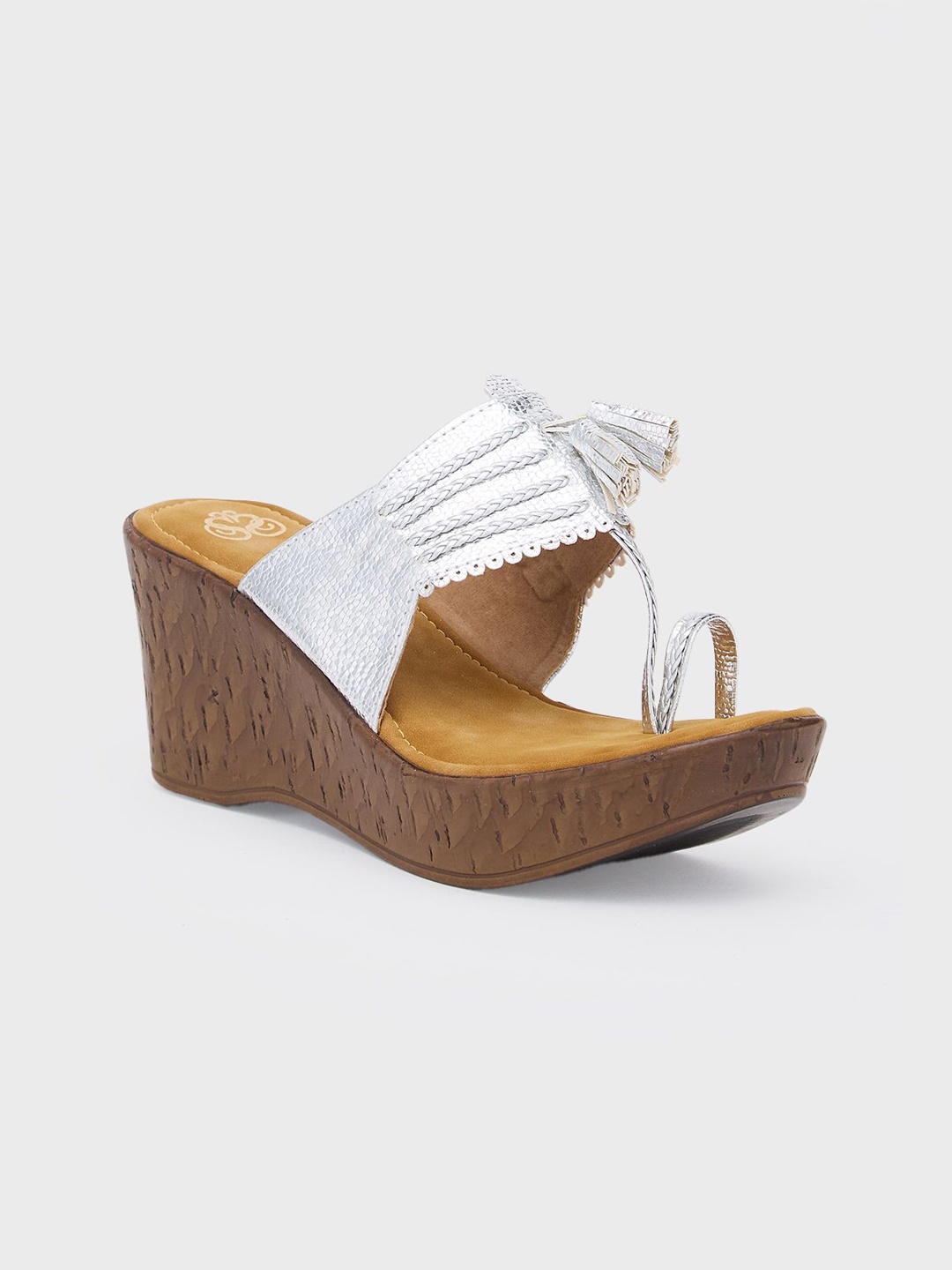 

Sole To Soul Ethnic Wedge Sandals with Tassels, Silver