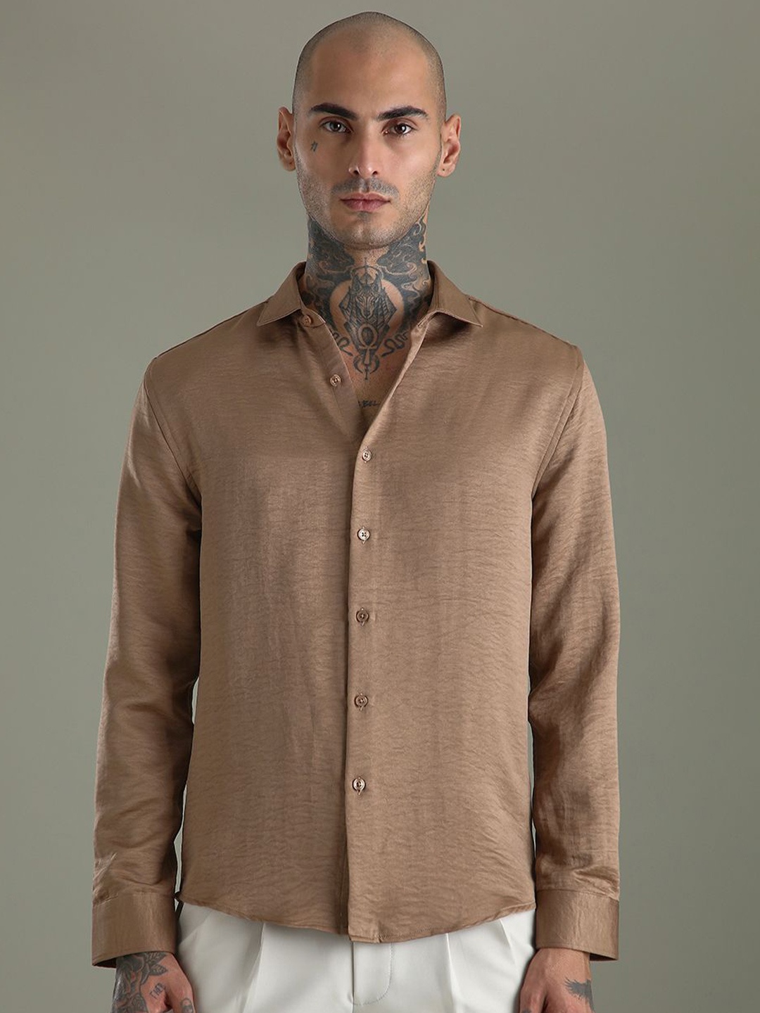 

Banana Club Men Classic Slim Fit Opaque Casual Shirt, Brown