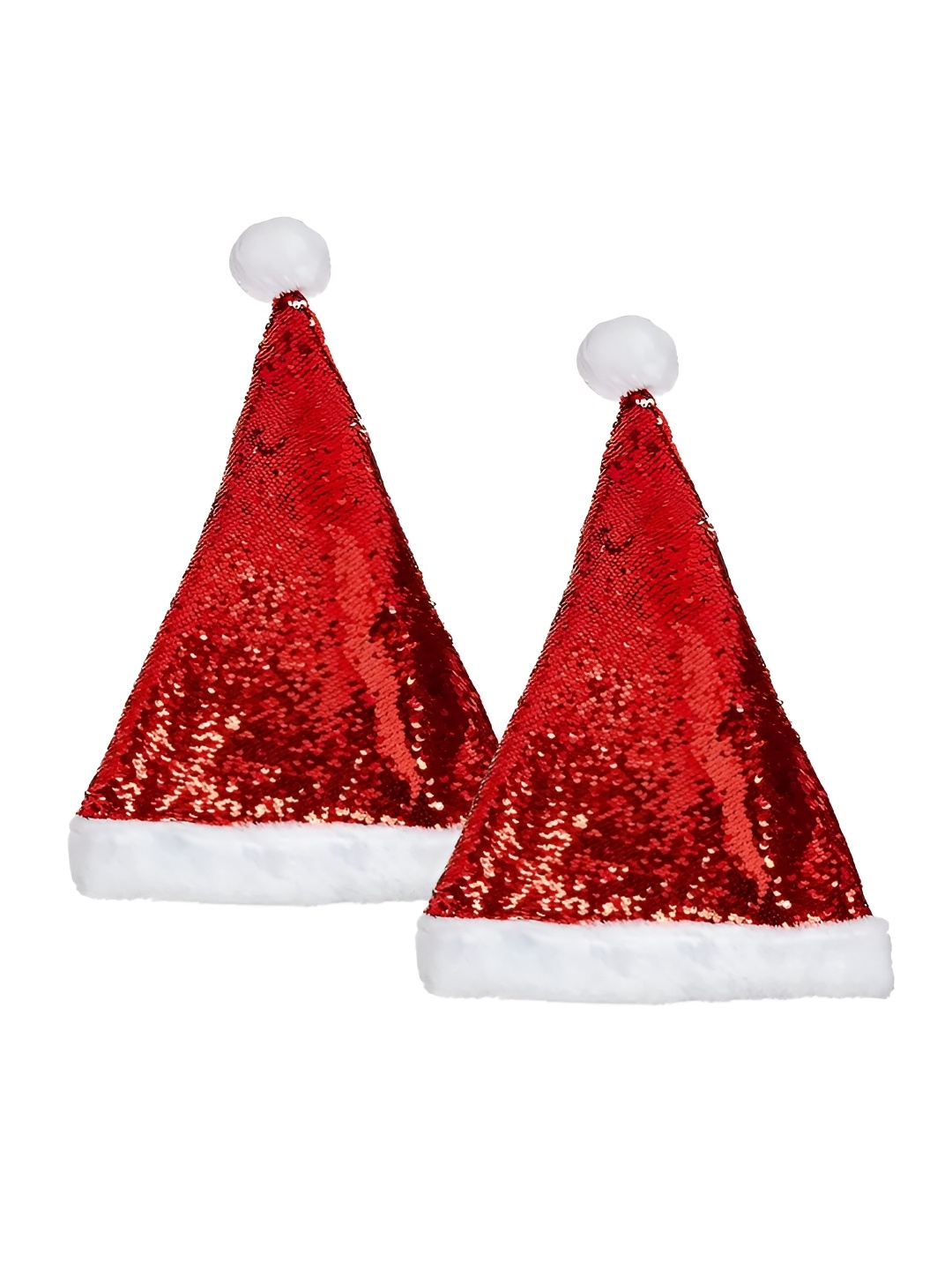 

TIED RIBBONS Set of 2 Sparkle Merry Christmas Santa Claus Cap, Red