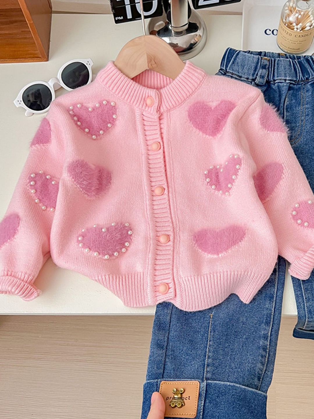 

LULU & SKY Girls Floral Cardigan, Pink