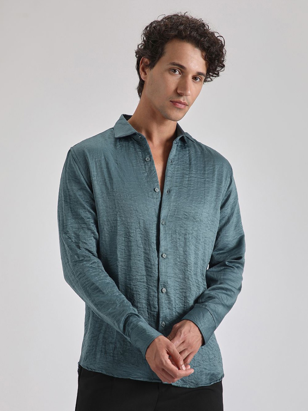

Banana Club Men Classic Slim Fit Opaque Casual Shirt, Teal