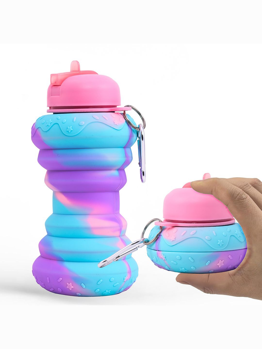 

Kuber Industries Blue & Purple Set of 2 Plastic Printed Water Bottle