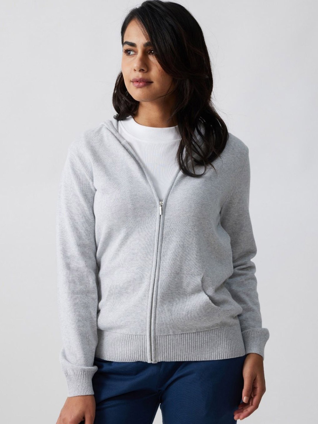 

Creatures of Habit Women Zip-up Hoodie, Grey