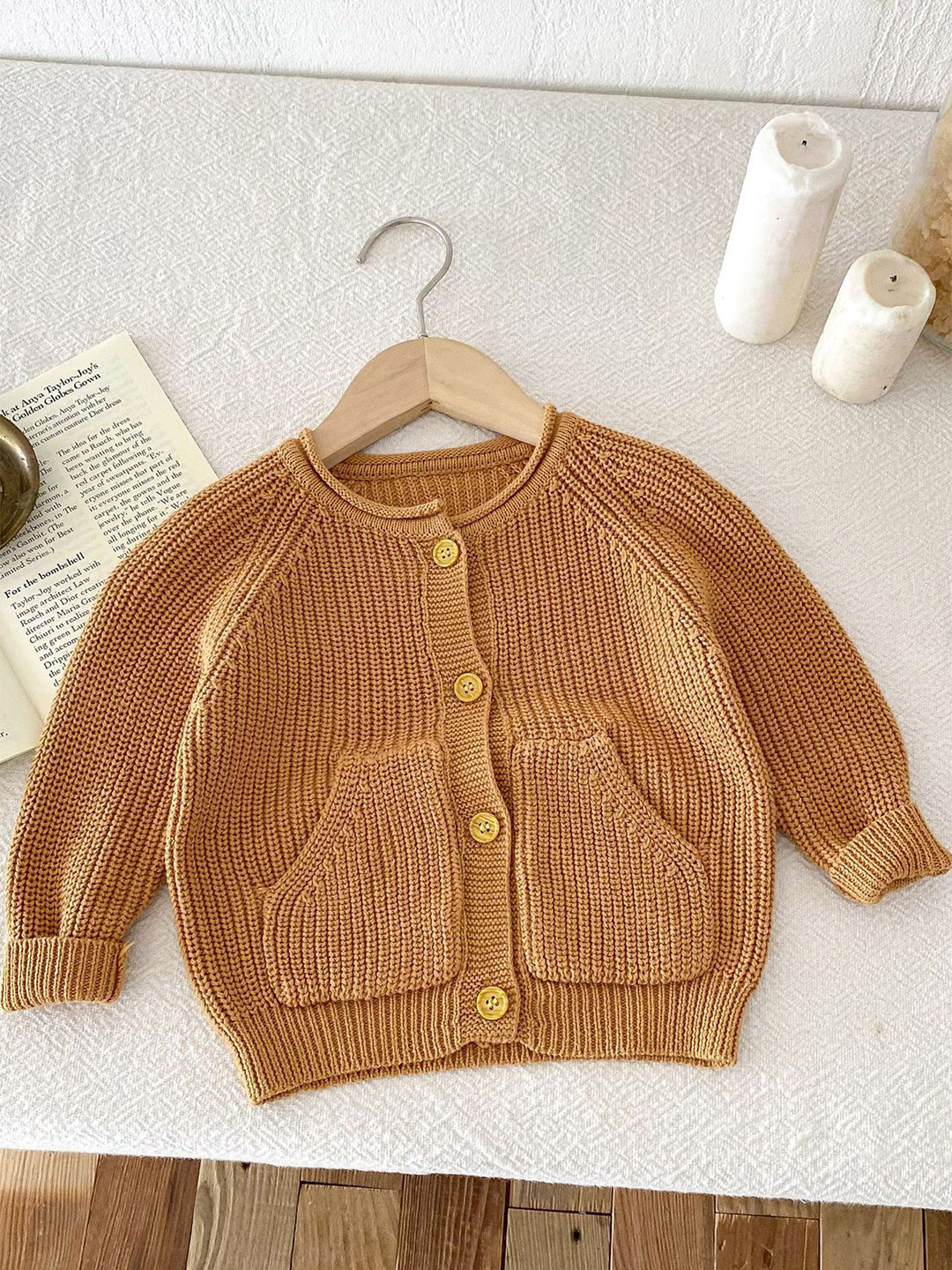 

LULU & SKY Unisex Kids Ribbed Cardigan, Yellow