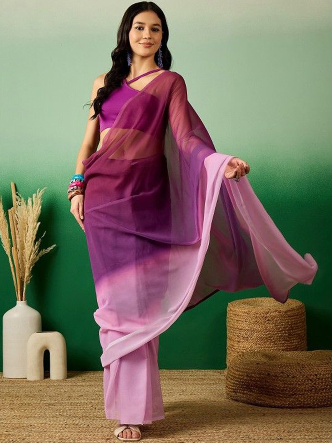

Anouk Ombre Poly Georgette Saree, Burgundy