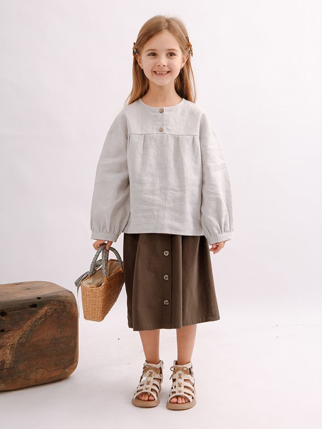 

LULU & SKY Linen Top, Grey