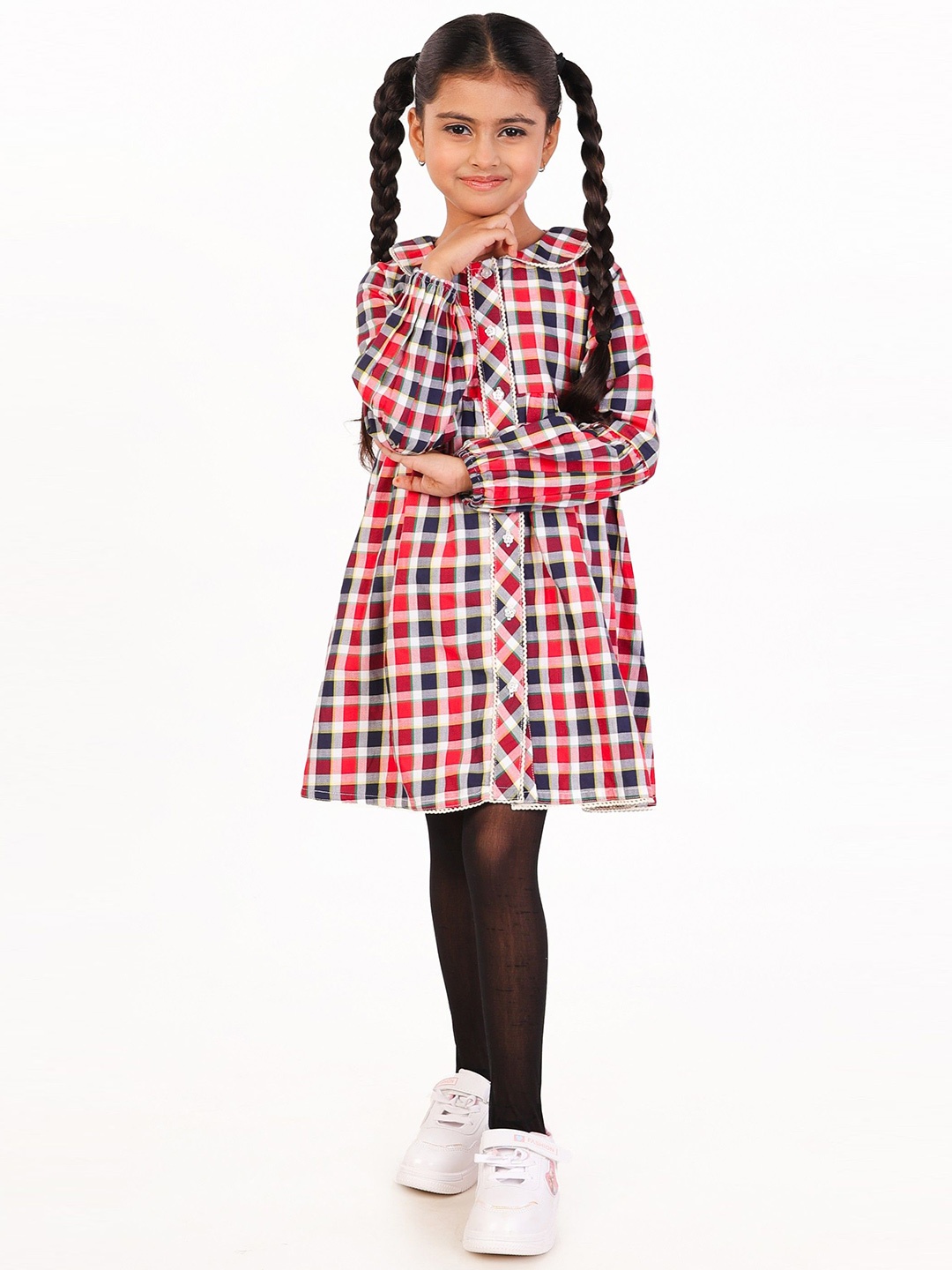 

Nature Nook Kids Checked A-Line Dress, Black