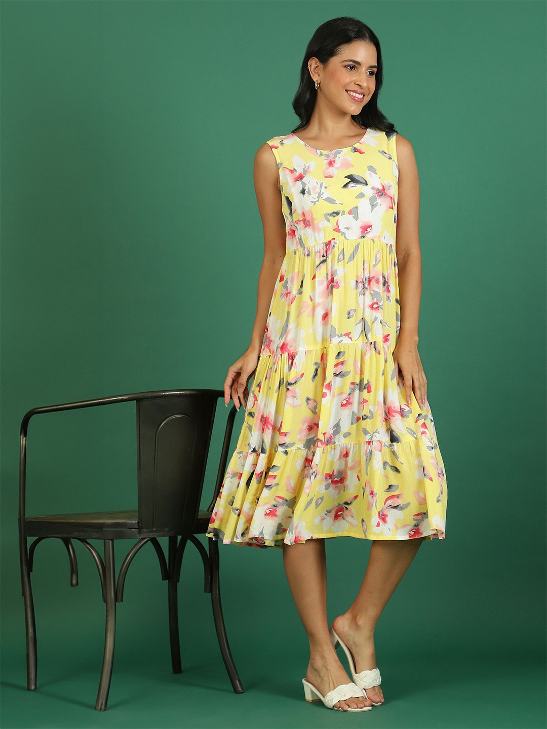 

Sangria Printed Midi Dress, Yellow