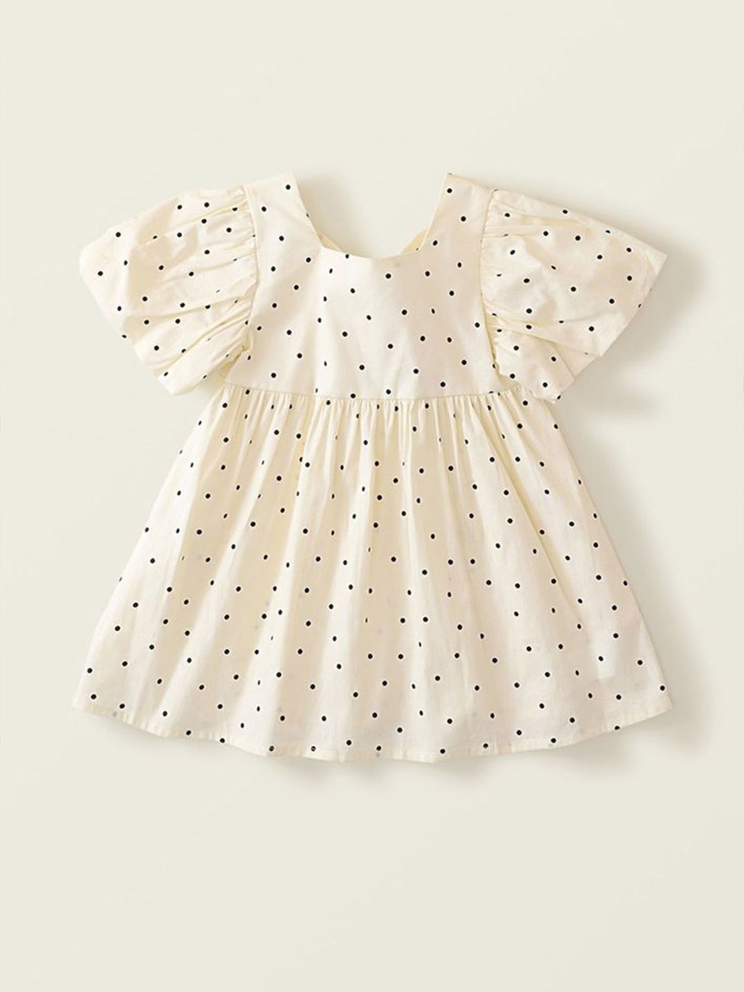 

LULU & SKY Print Flutter Sleeve Empire Dress, Beige