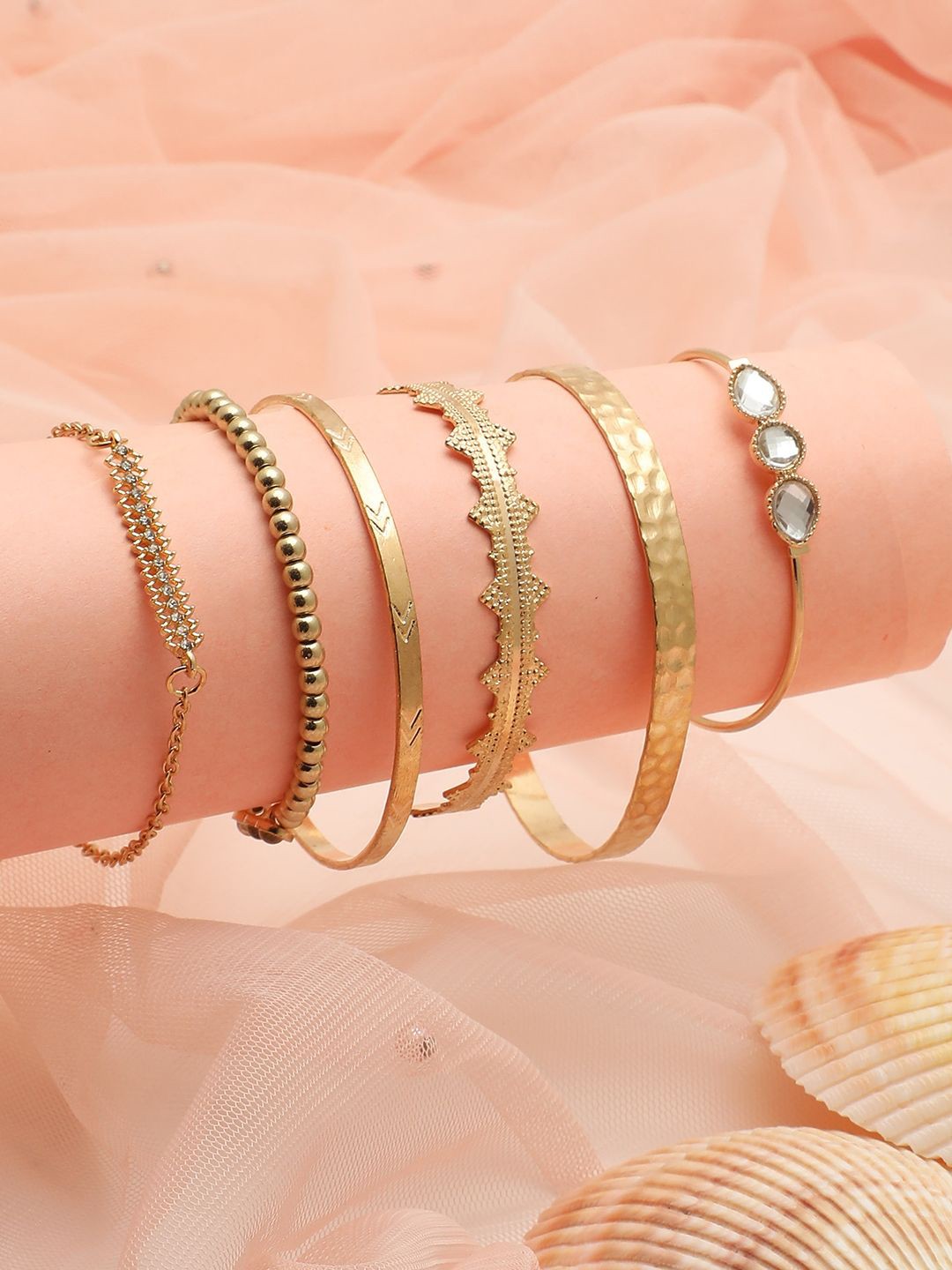 

glitchez Women 6 Gold-Plated Bangle-Style Bracelet