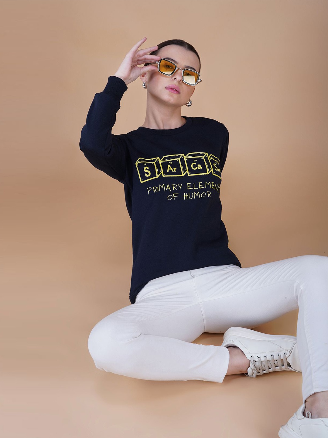 

Lagashi Women Printed Sweatshirt, Navy blue