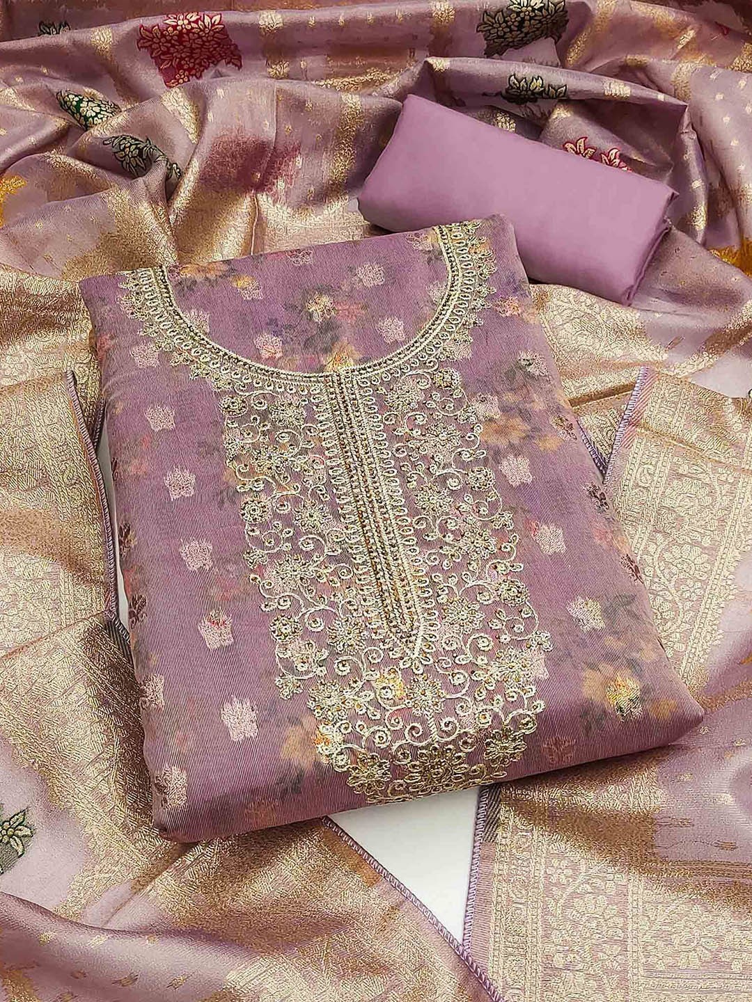 

Peachmode Unstitched Dress Material, Mauve