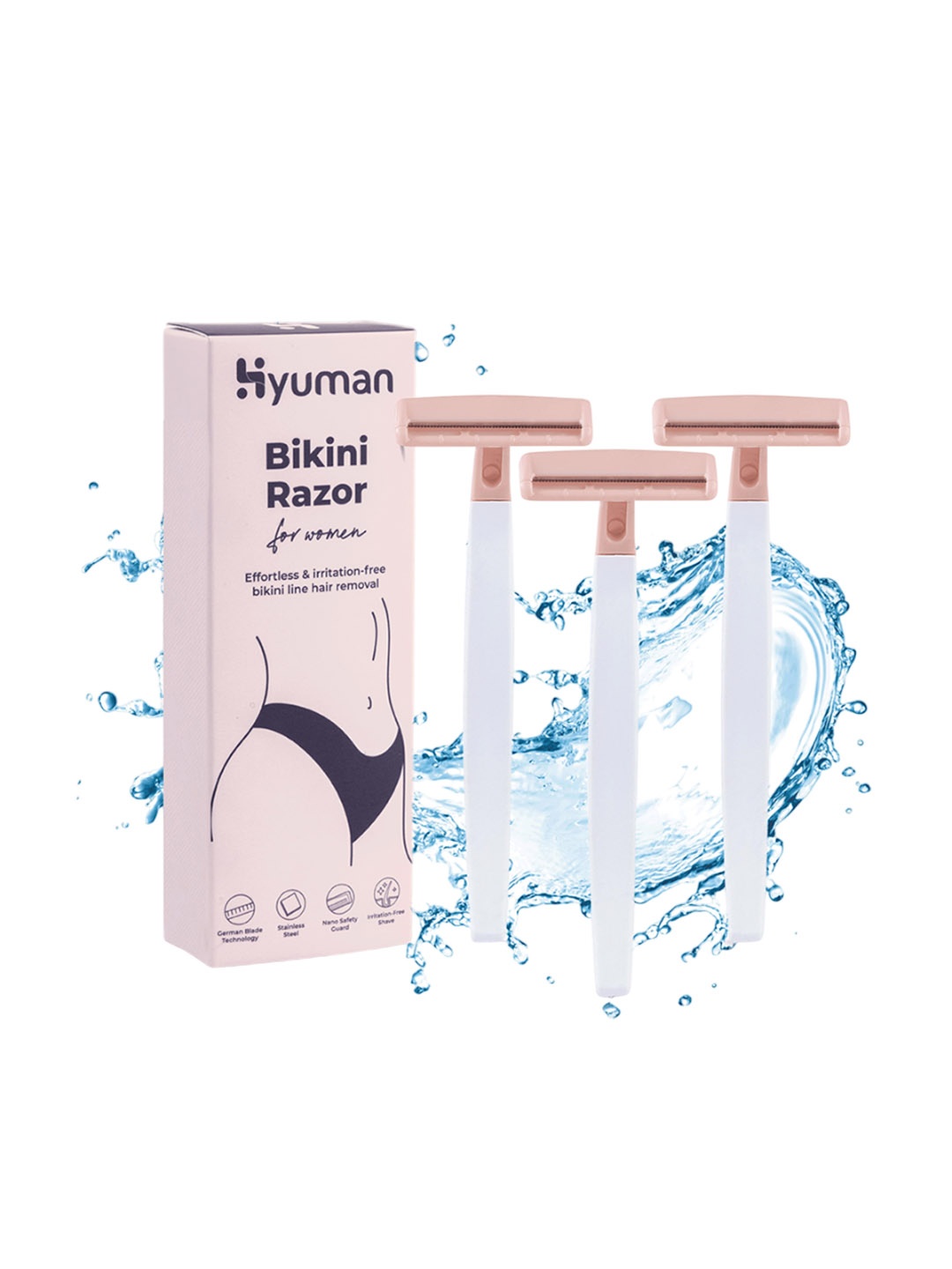 

HYUMAN Set Of 3 Bikini Razor, Peach