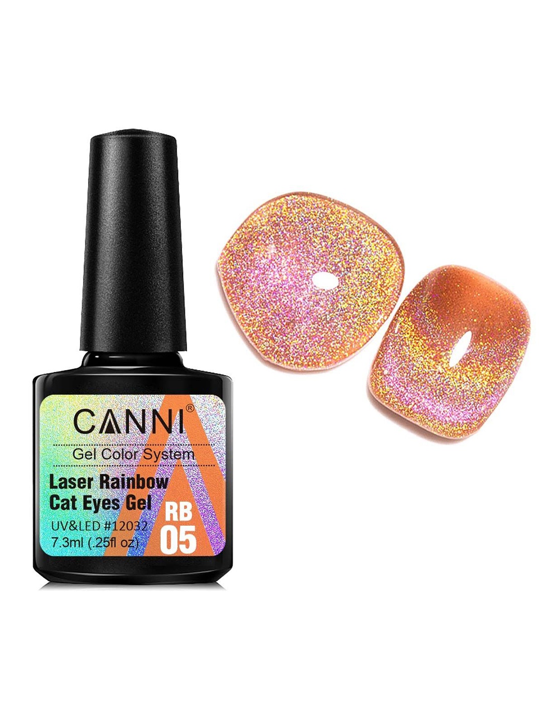 

CANNI Laser Rainbow Cat Eyes Gel Nail Polish - 7.3 ml - RB05, Pink