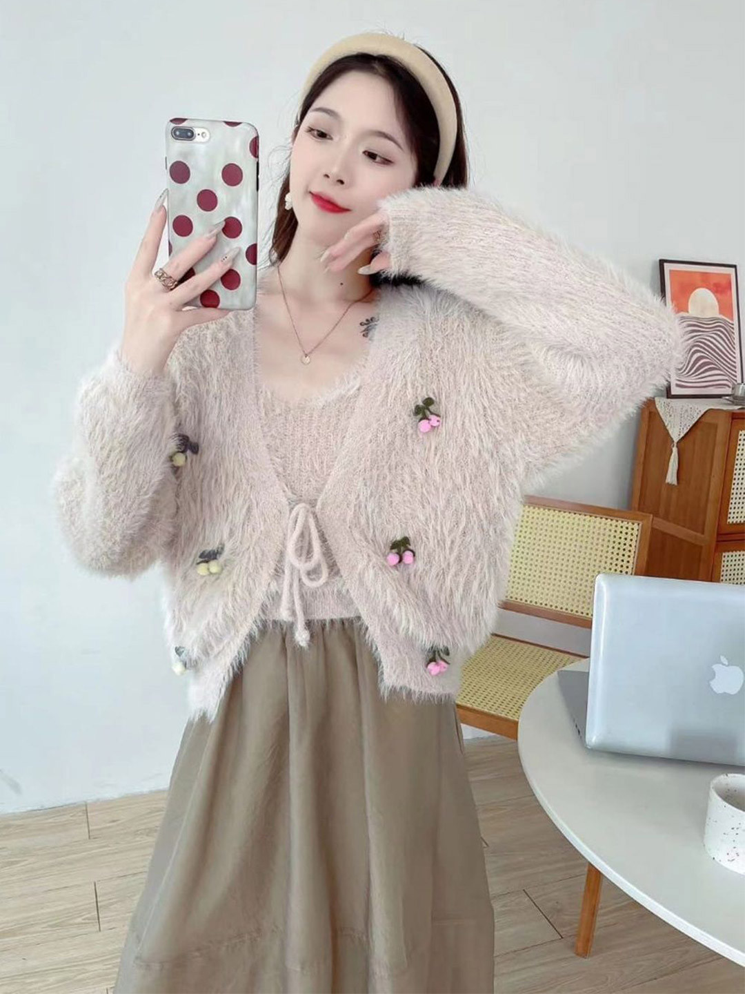 

StyleCast Extended Sleeves Cotton Top, Beige