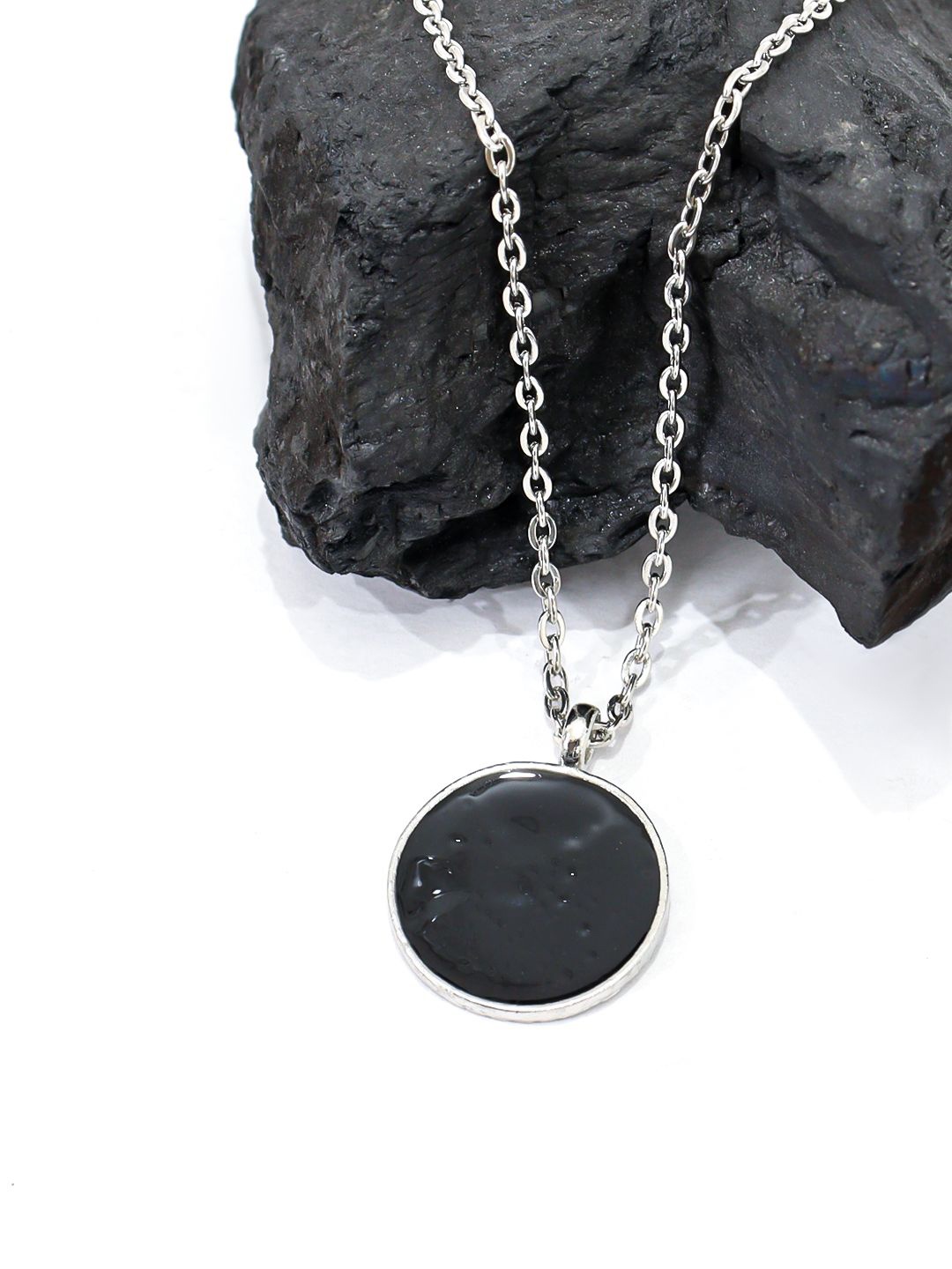 

Krelin Sterling Silver Plated Stone Studded Pendant With Chain
