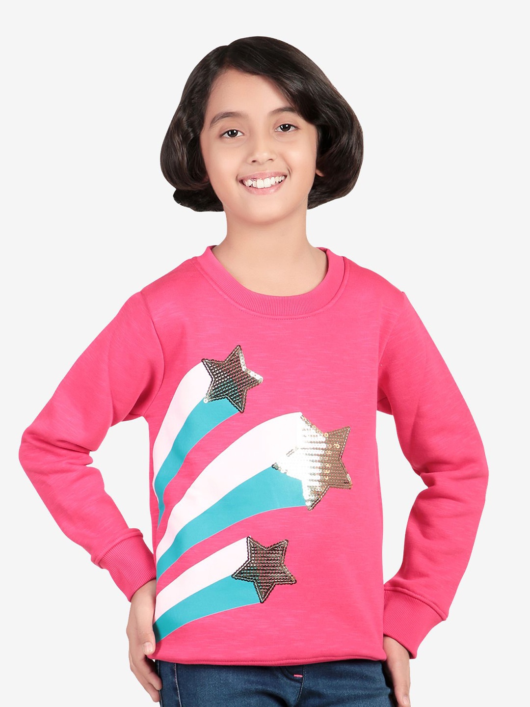 

Bodycare Girls Printed Sweatshirt, Pink