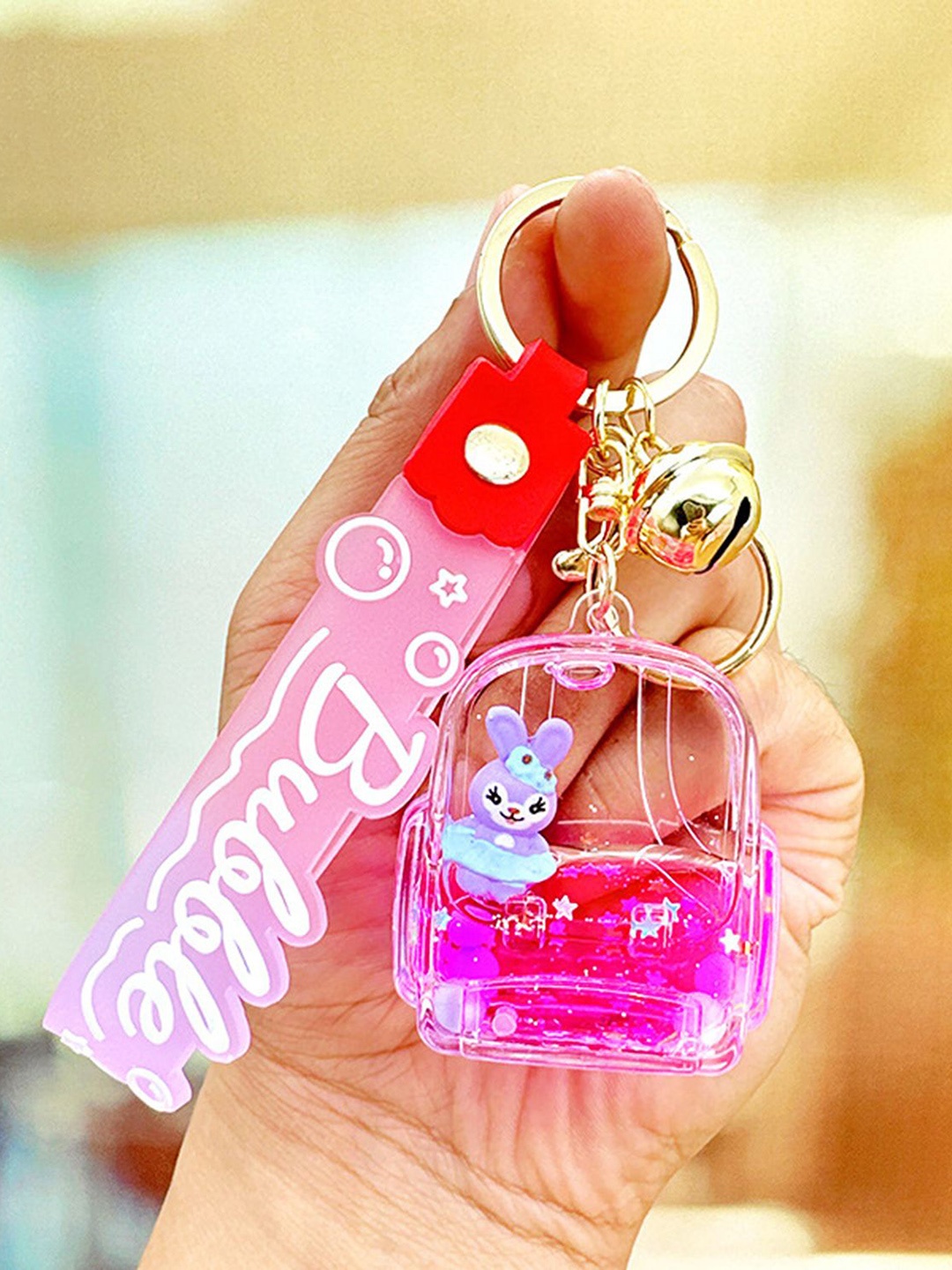 

Flenzy Bottle Sanrio doll Keychain With Silicone Belt, Pink