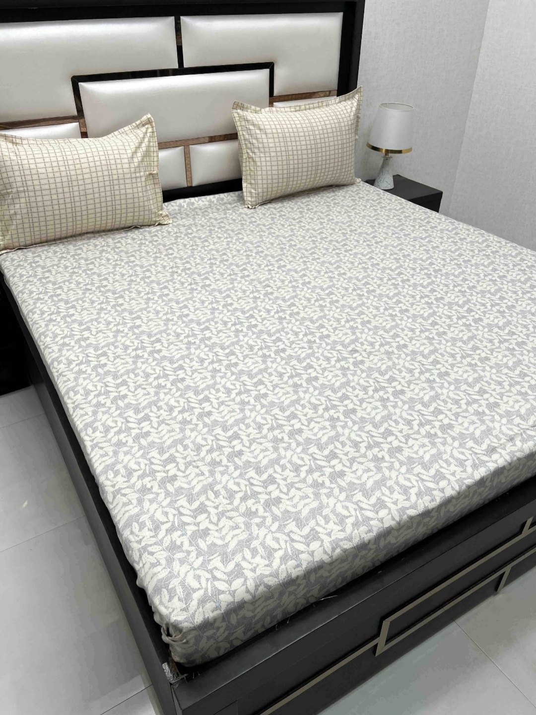 

Pure Decor Cotton King Size Double Bed Bedsheet With 2 Pillow Covers 2.74m X 2.74m, Grey