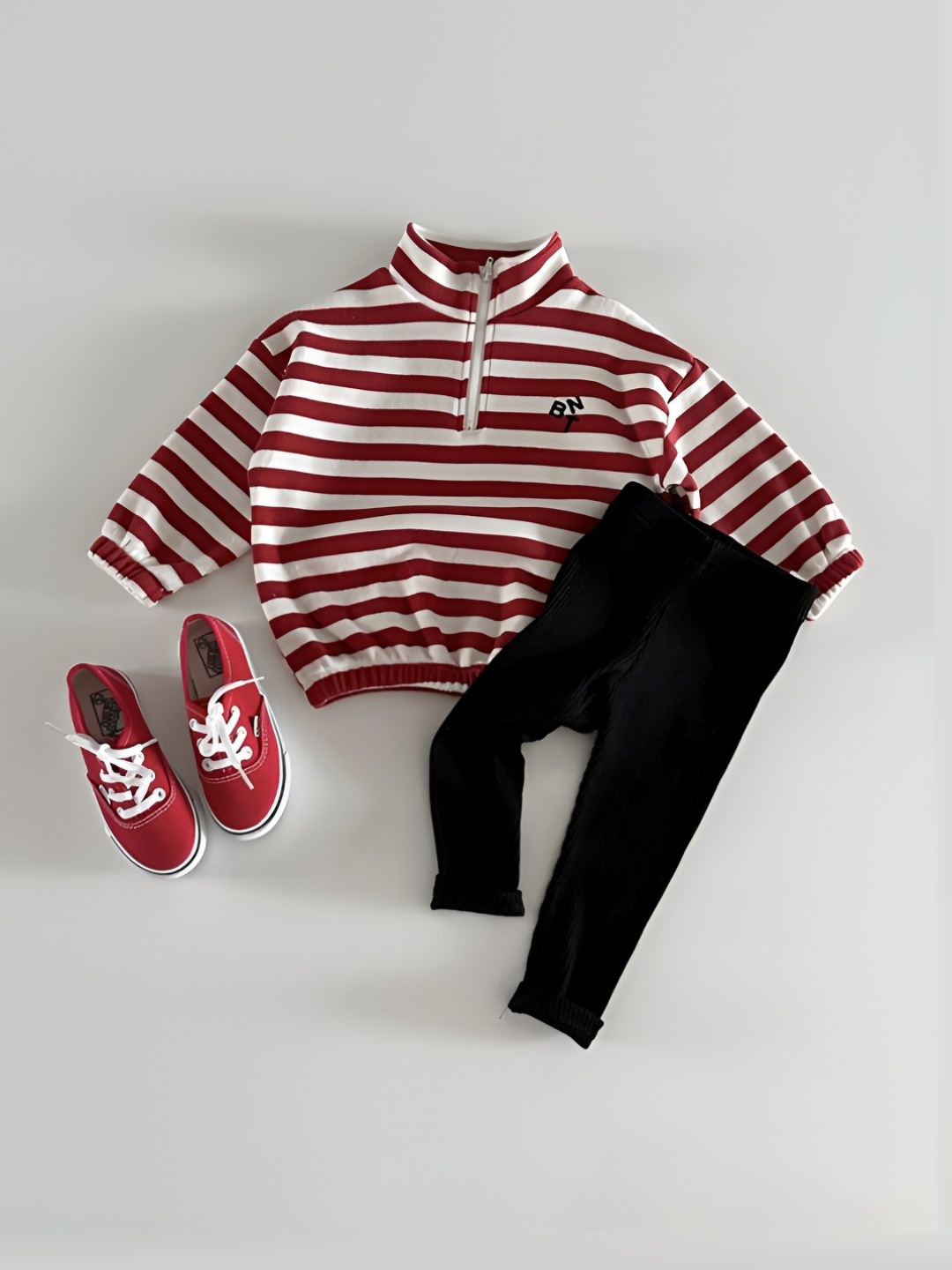 

LULU & SKY Girls Striped High Neck Cotton Relaxed Fit T-shirt, Purple