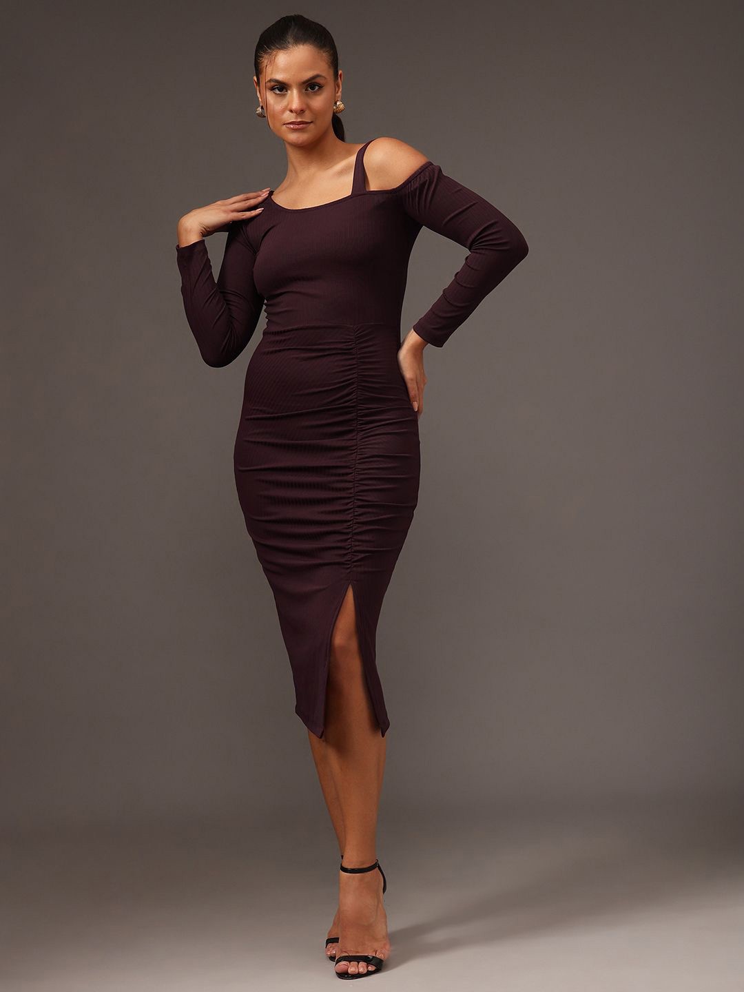 

STREET 9 Cold-Shoulder Sheath Dress, Brown