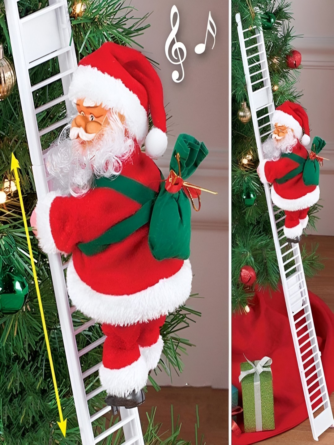 

TIED RIBBONS Red & White Santa Climbing Ladder