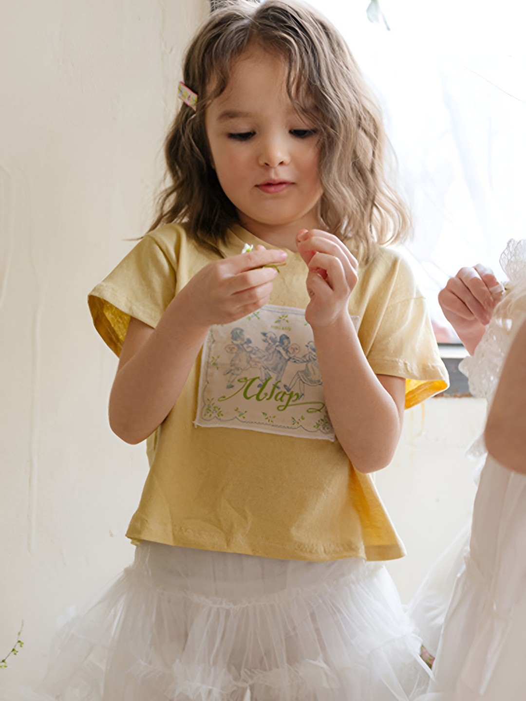 

LULU & SKY Girls Graphic Printed Round Neck Cotton T-shirt, Yellow