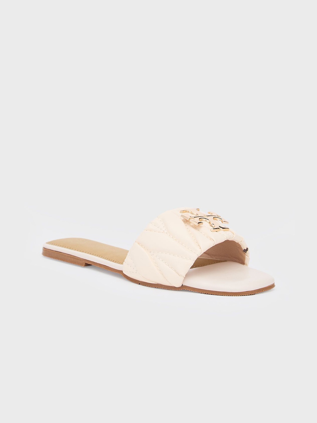 

Sole To Soul Women Embellished Open Toe Flats with Bows, Beige