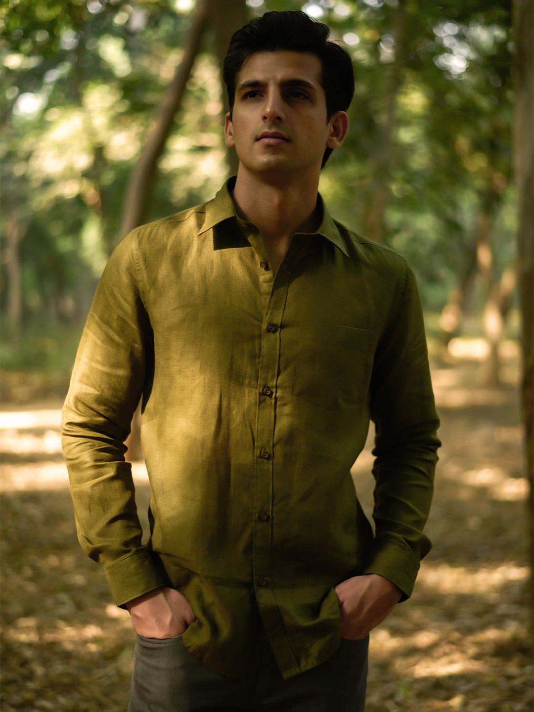 

Beyours Men Classic Opaque Casual Shirt, Olive