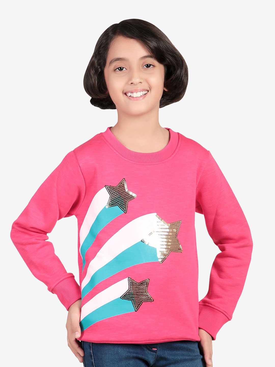 

Bodycare Girls Printed Sweatshirt, Pink