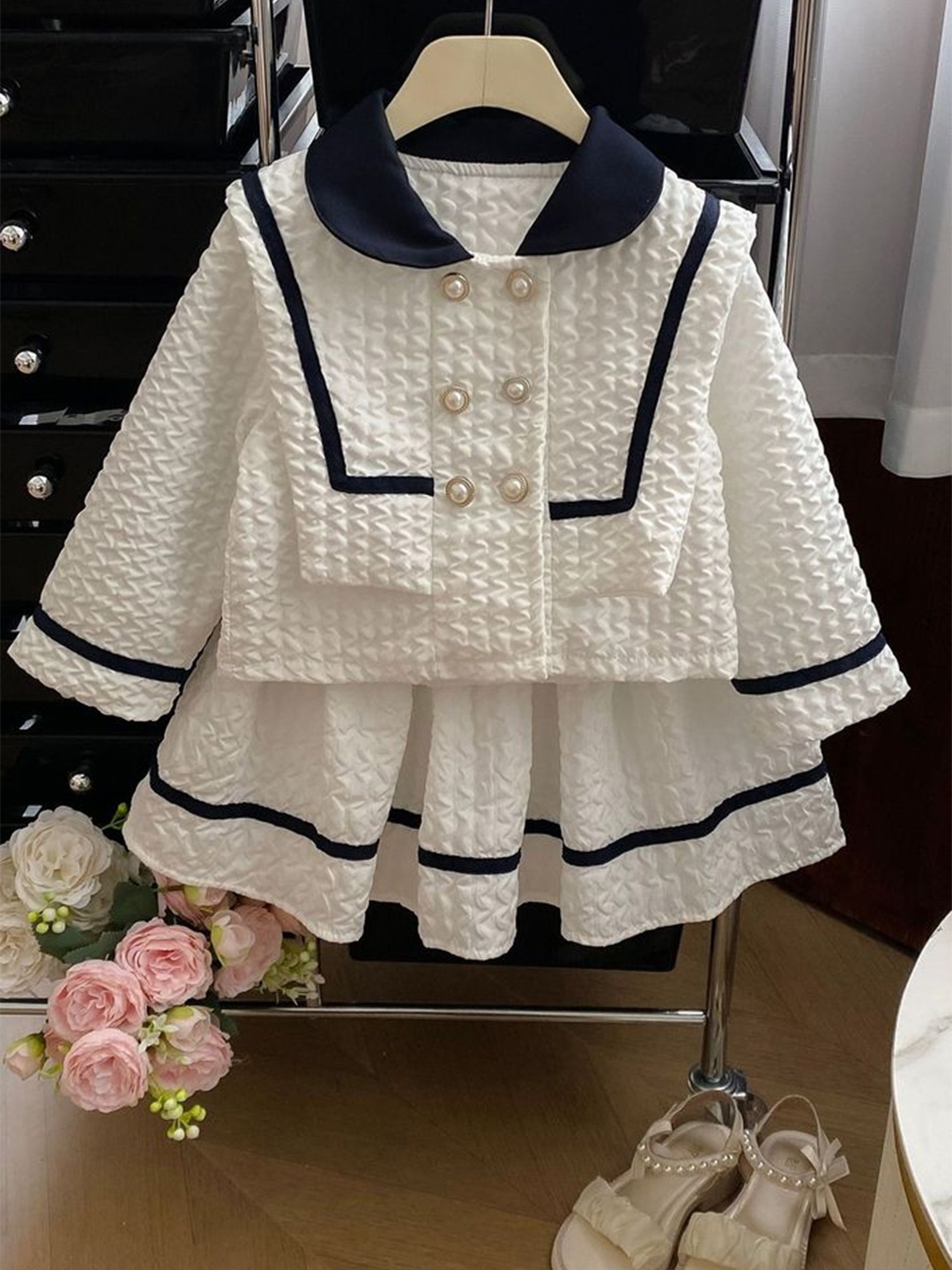 

LULU & SKY Girls Top with Skirt, White